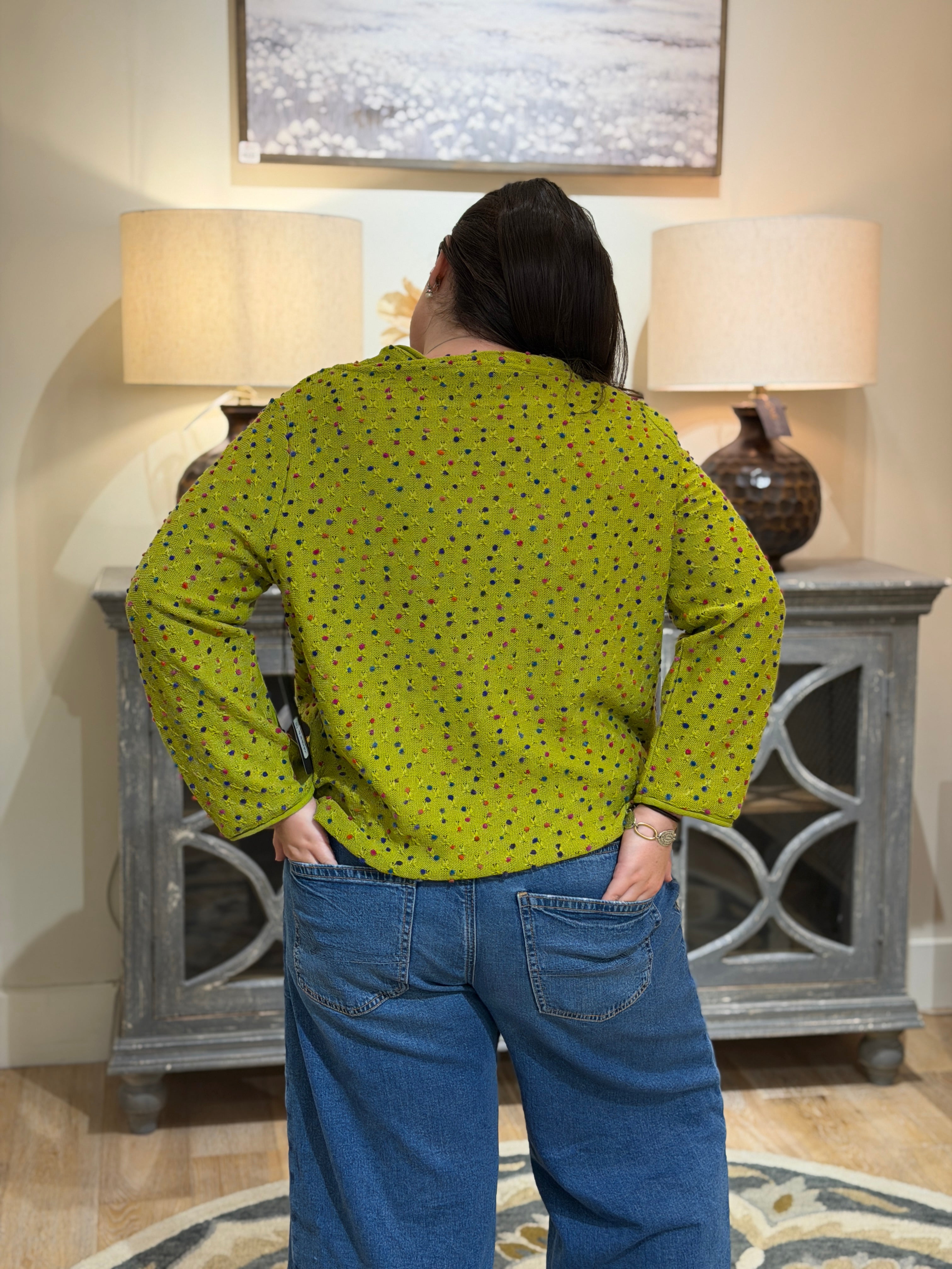 Confetti Dot Funnel Neck Top