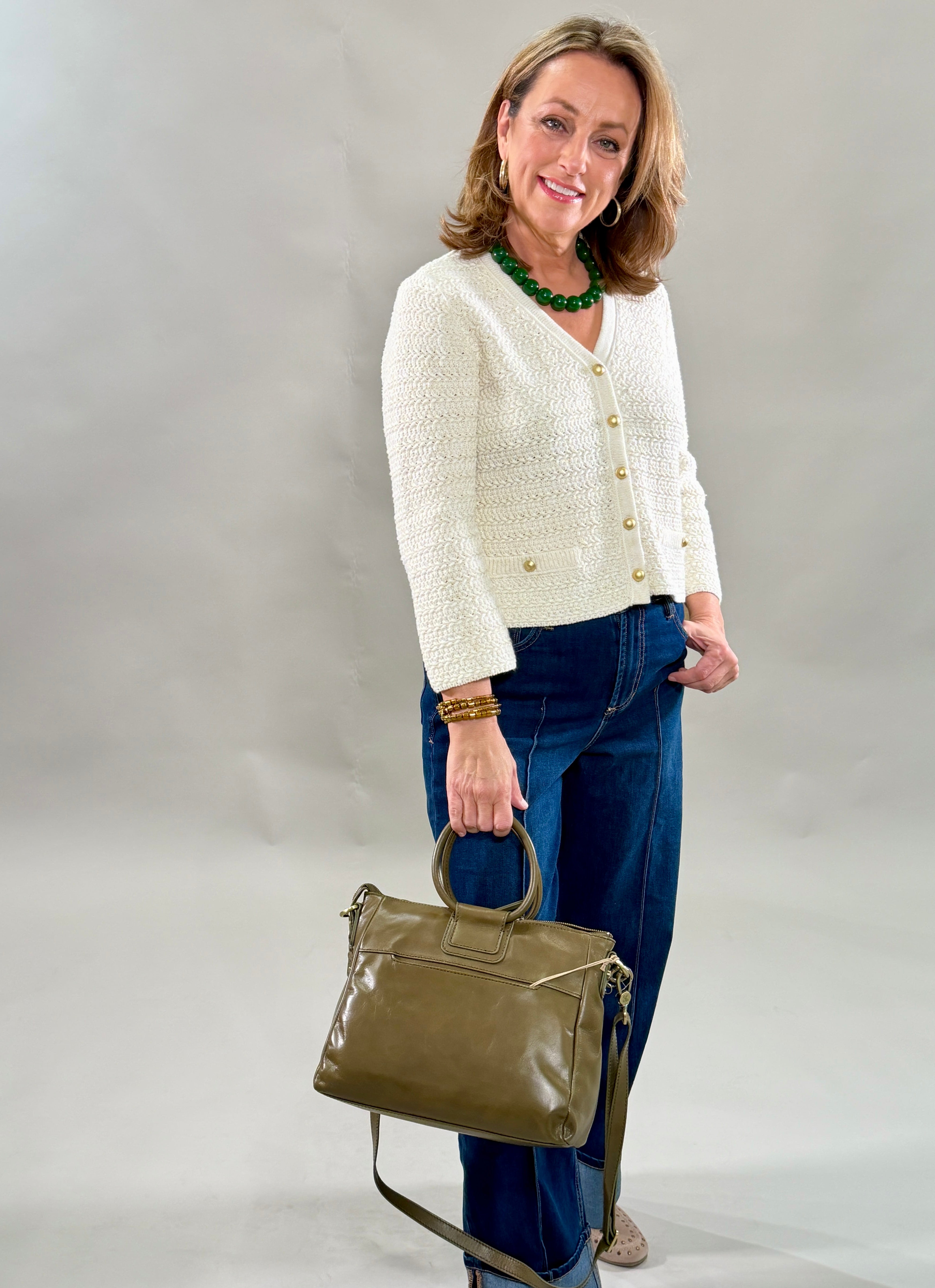 Gold Button Sparkle Cardigan