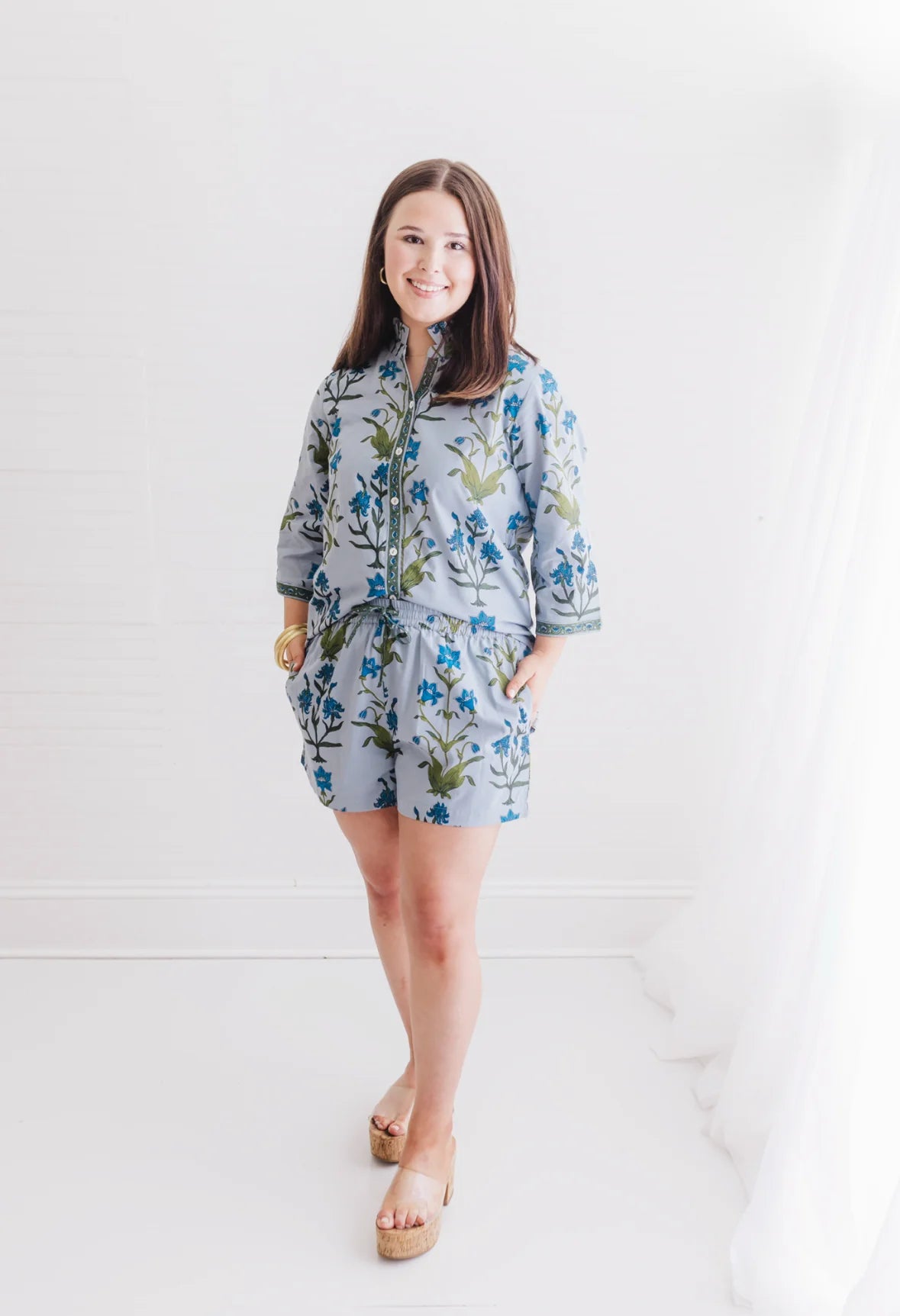 Iris Floral Two Piece Short Pajama Set
