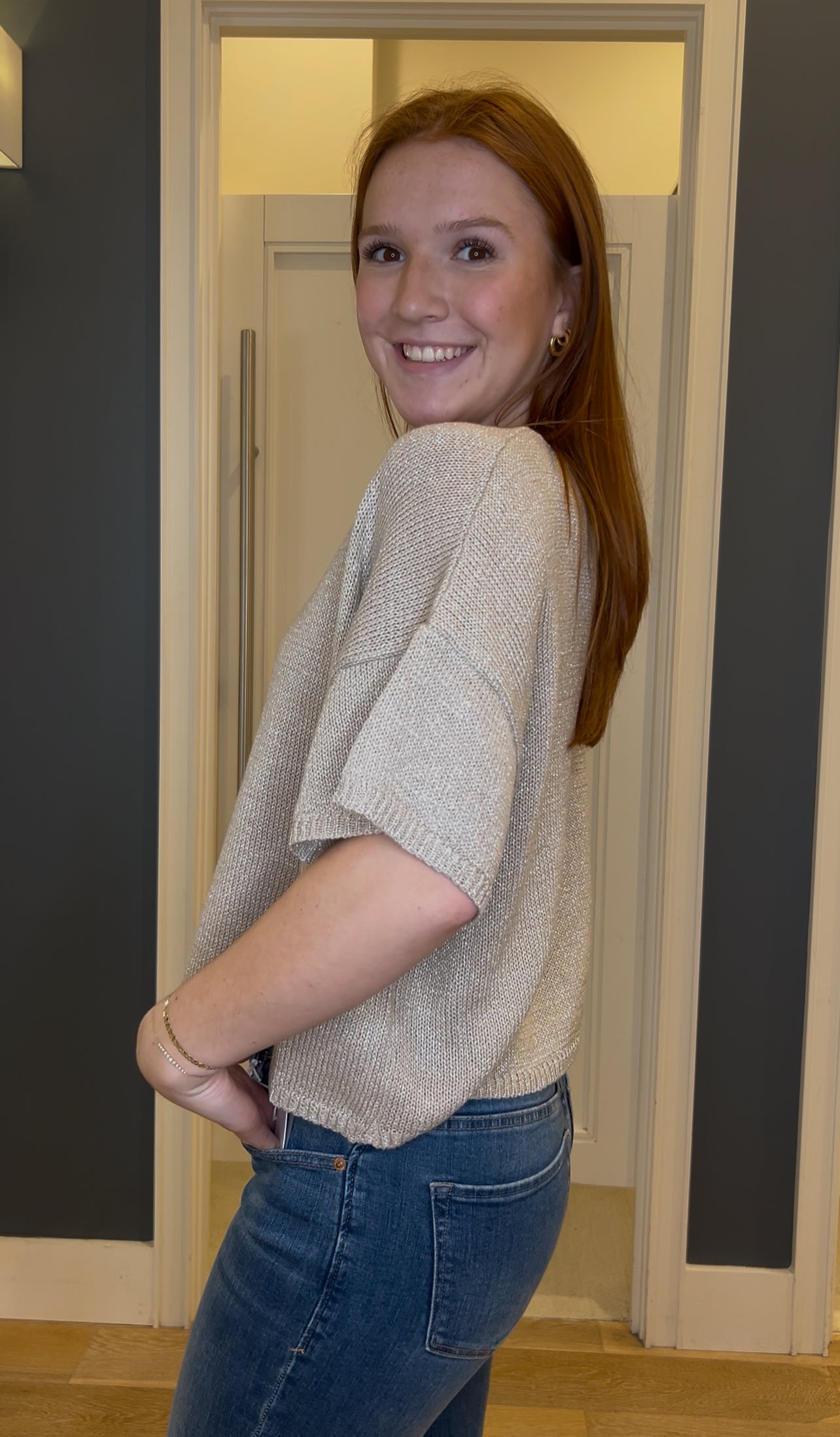 3/4 Sleeve Sparkle Sweater