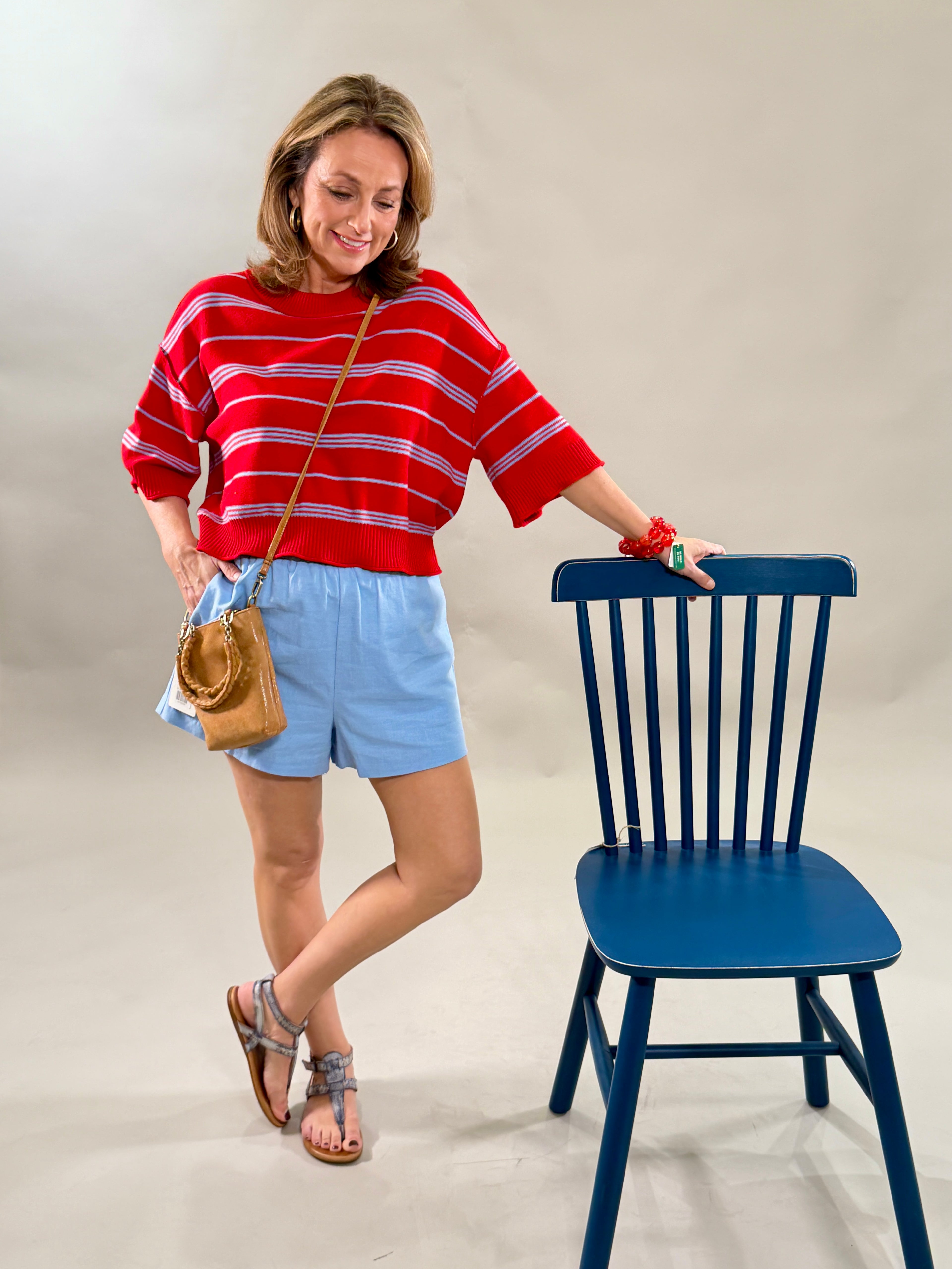 Powder Blue Linen Shorts