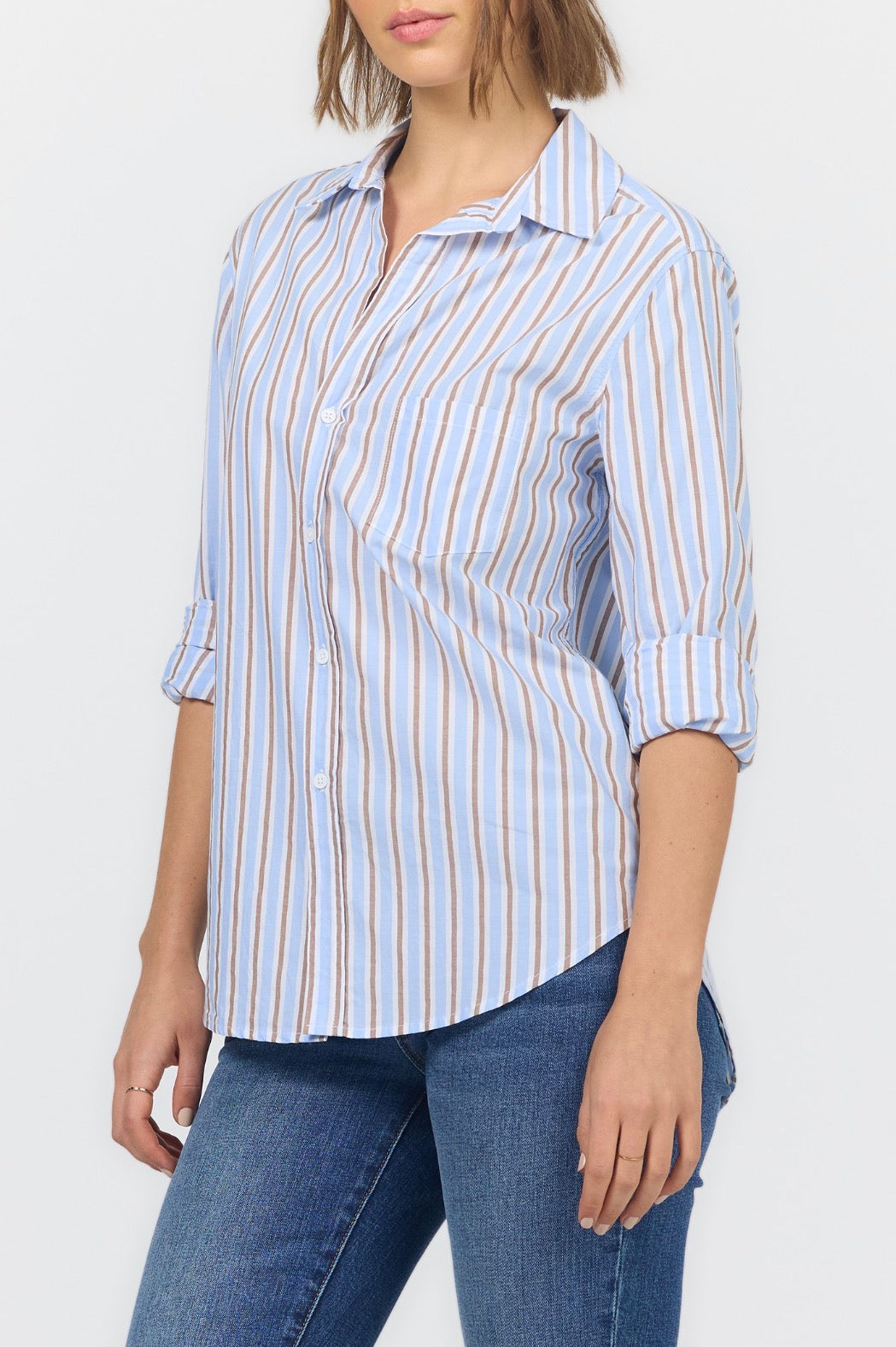 Powder Blue Striped Button Up