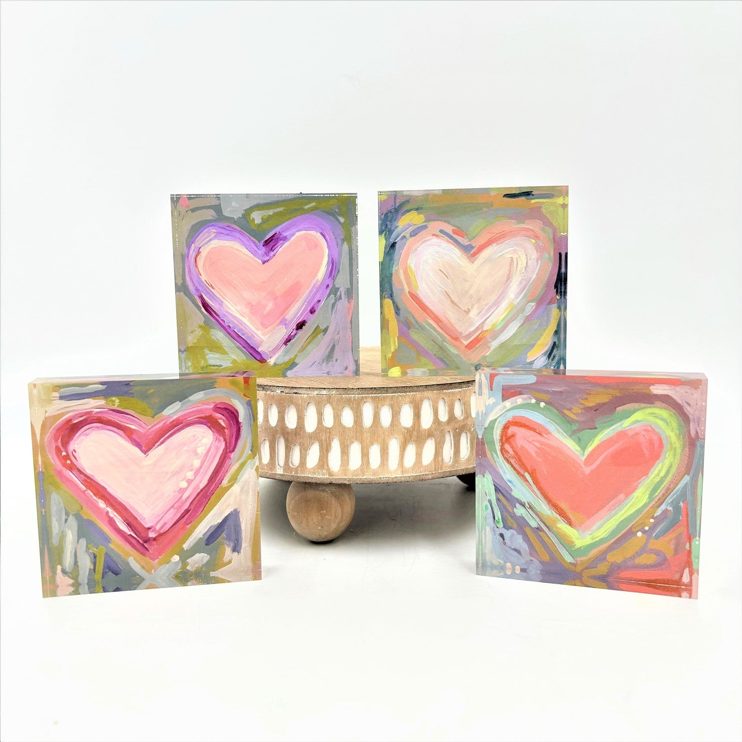 4x4" Acrylic Heart Block Sign, 4 assorted