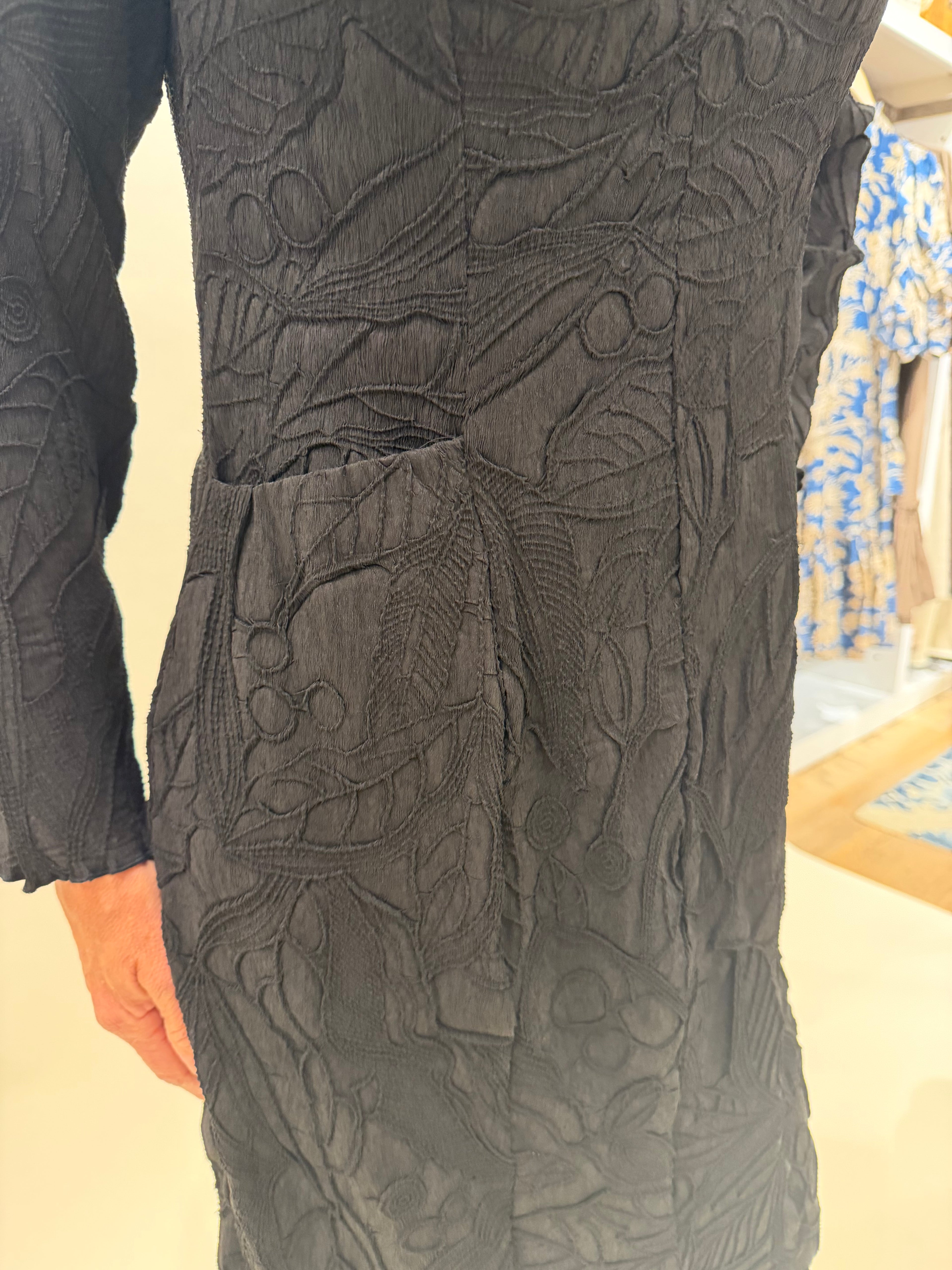 Sculpted Floral Embossed Cocoon Dress