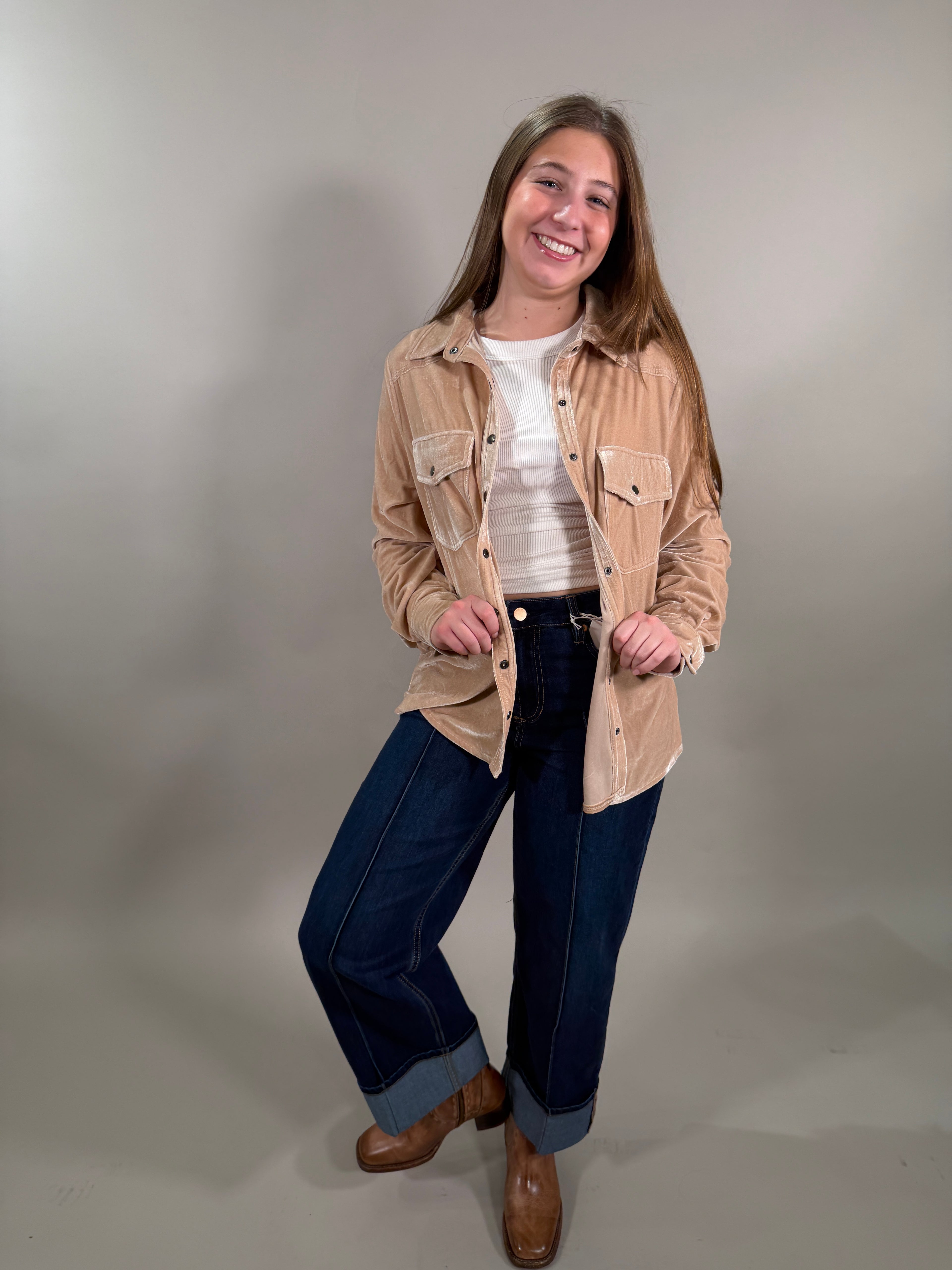 Button Down Velvet Shirt