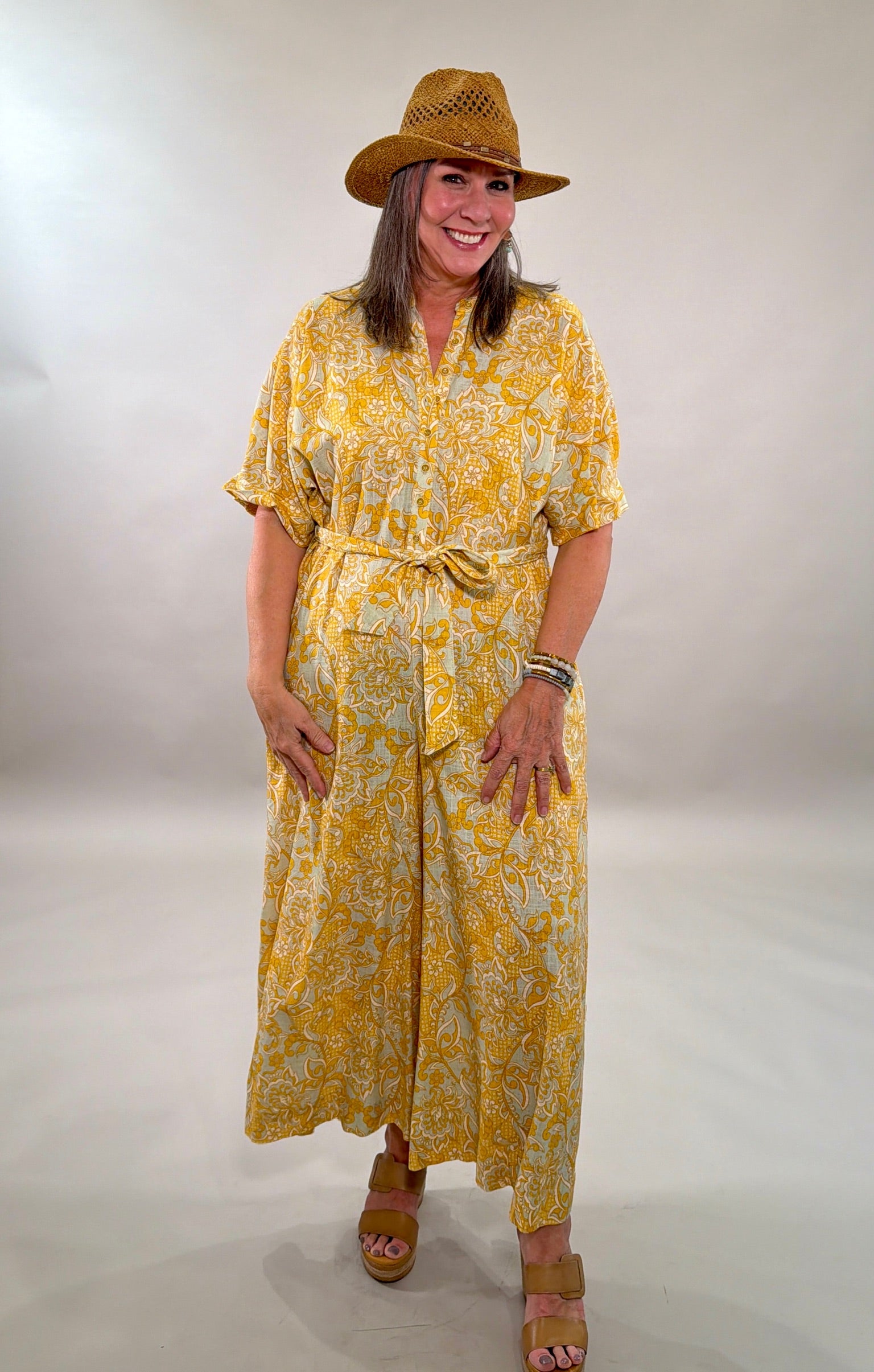 Tuck Sleeve Garden Jumpsuit