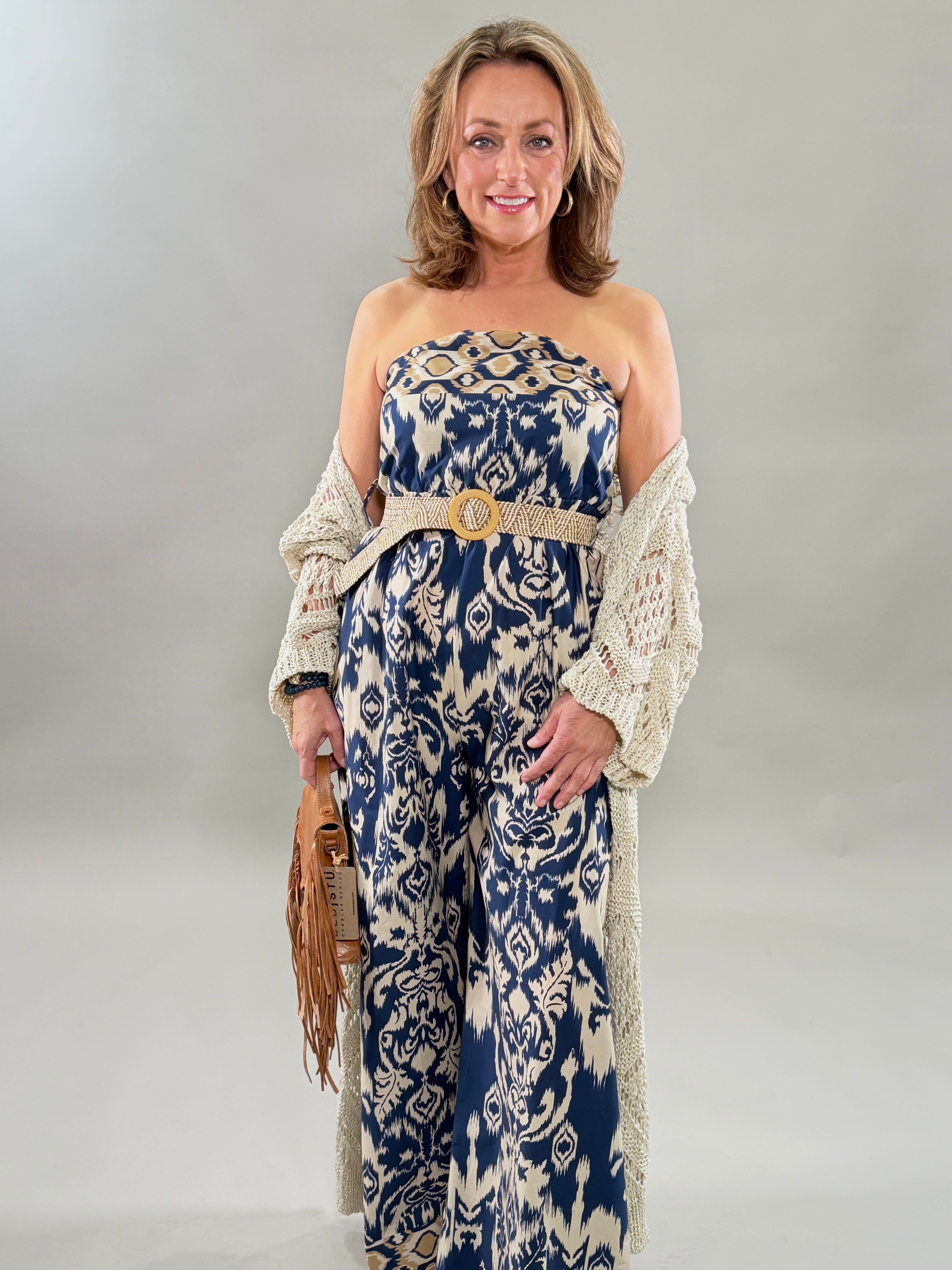 Patterned Wide Leg Jumpsuit