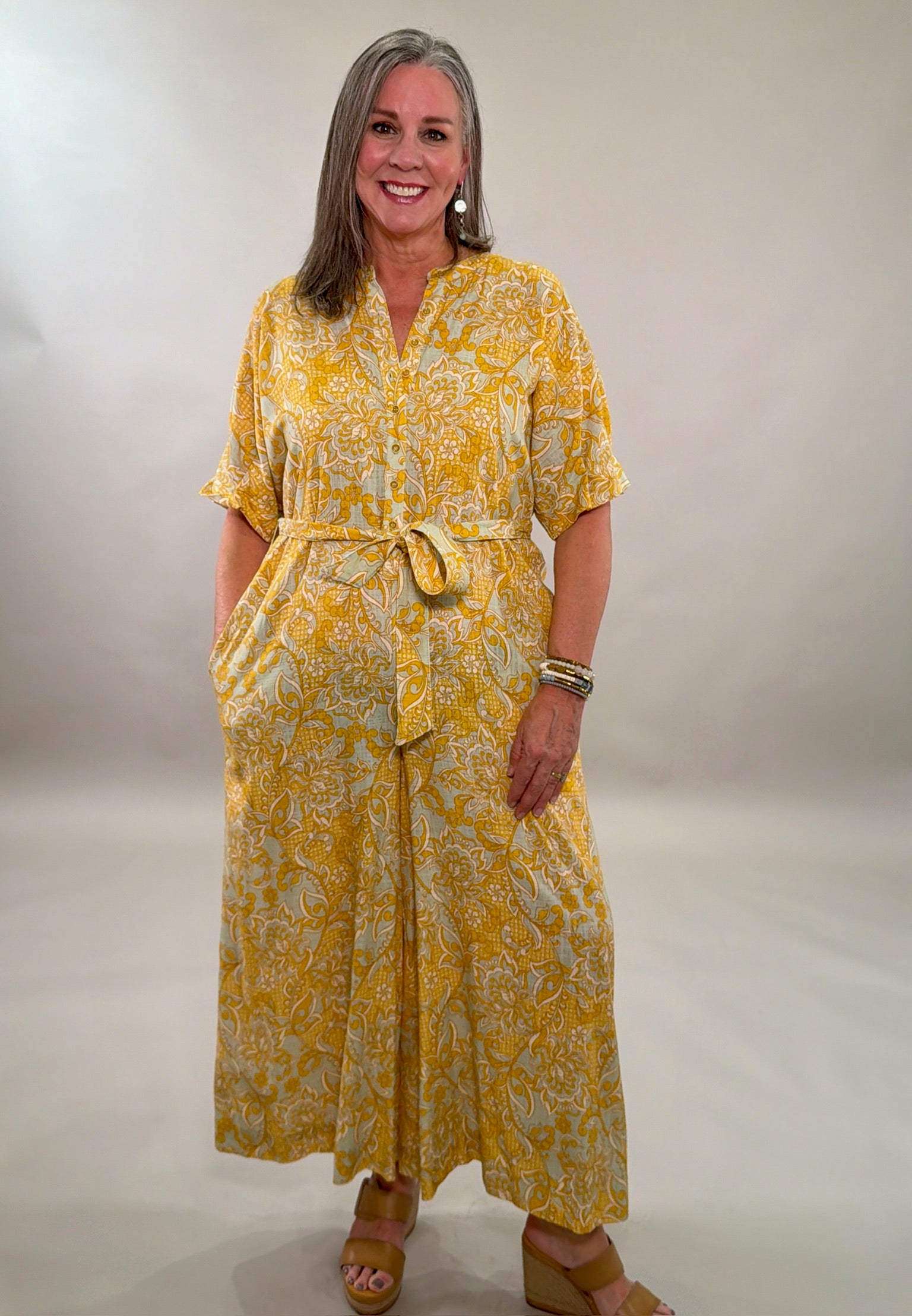 Tuck Sleeve Garden Jumpsuit