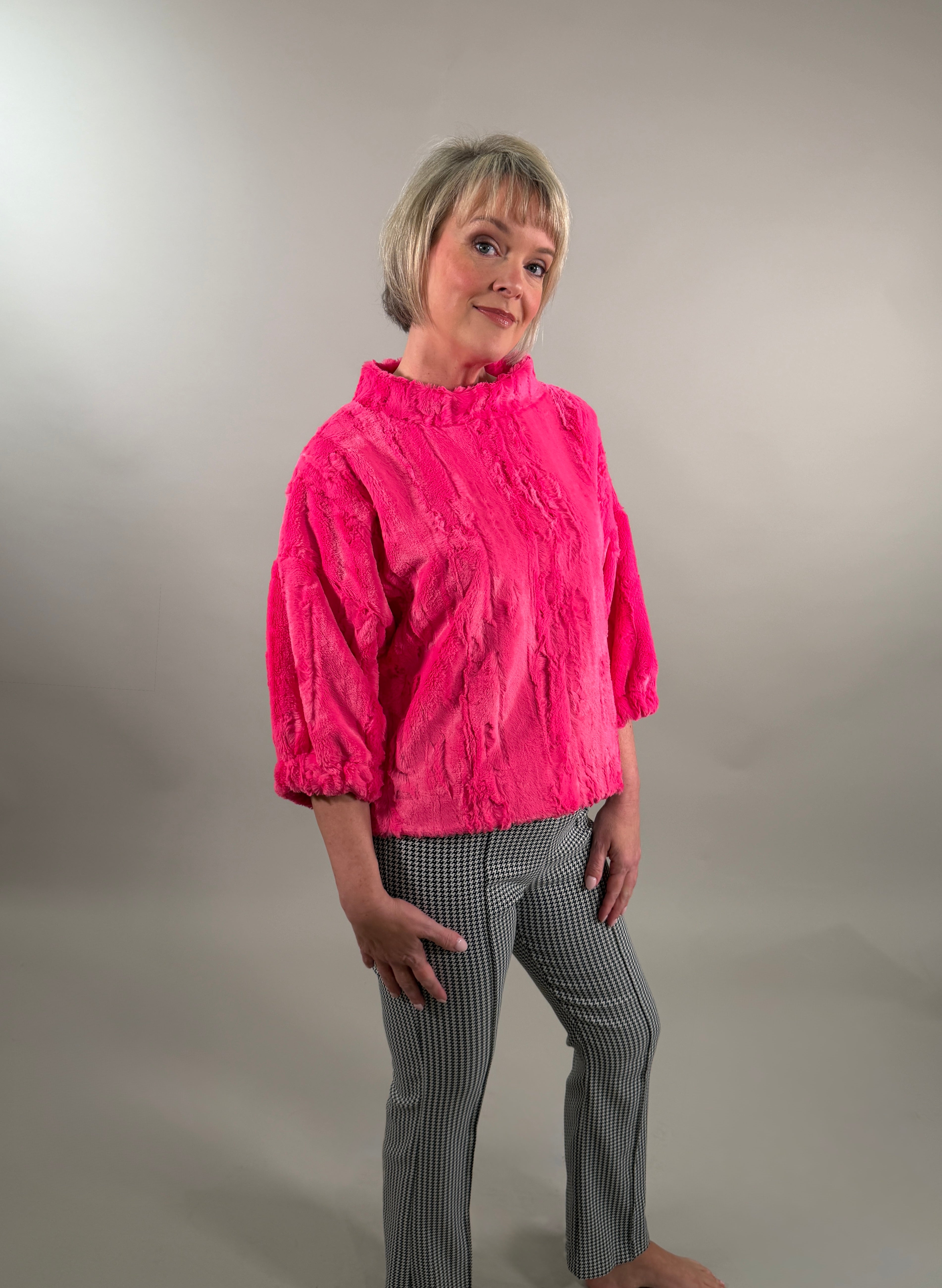 Cozy Mock Neck Faux Fur Popover Sweater