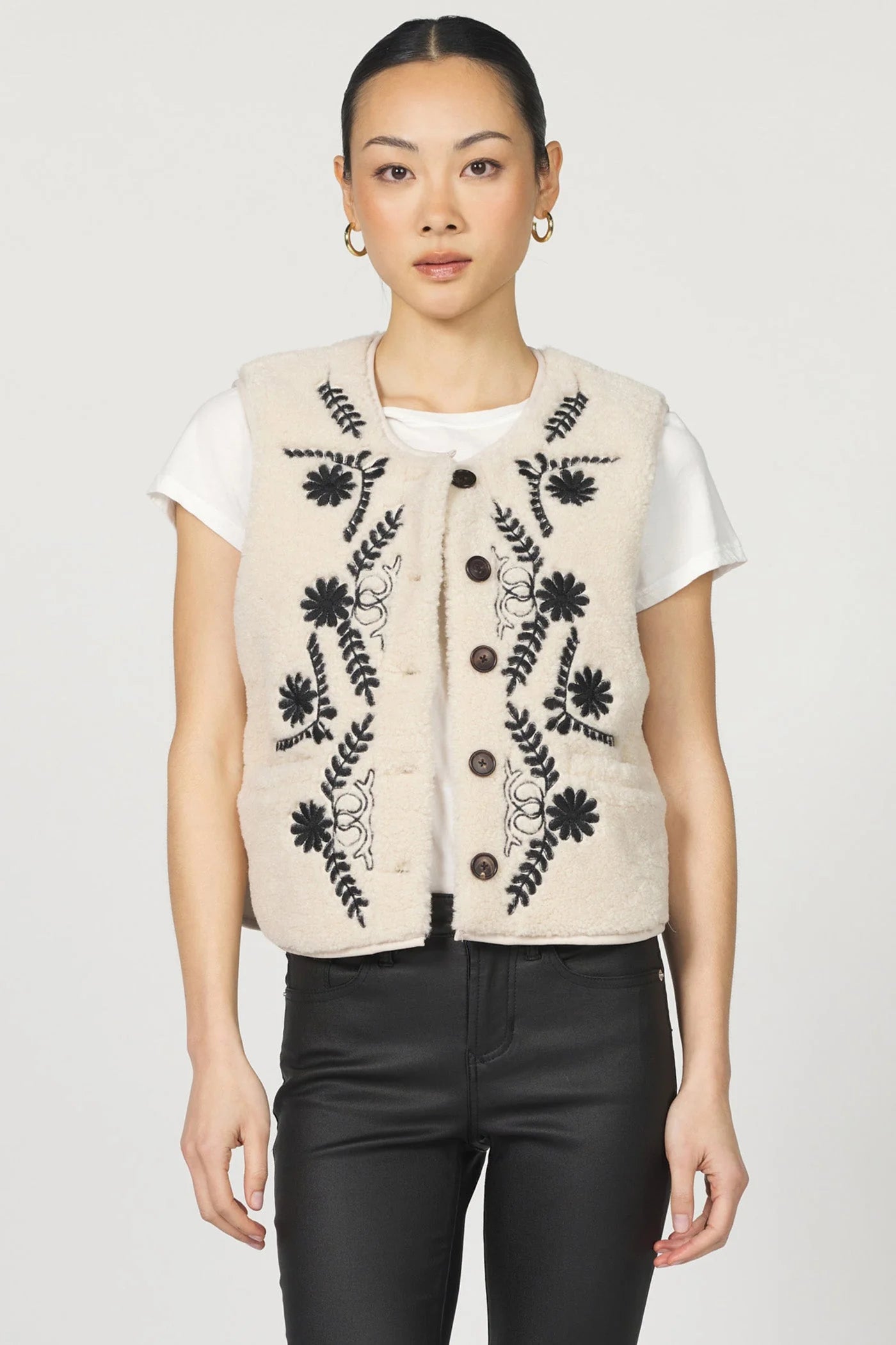 Embroidered Plush Vest | Adelaide