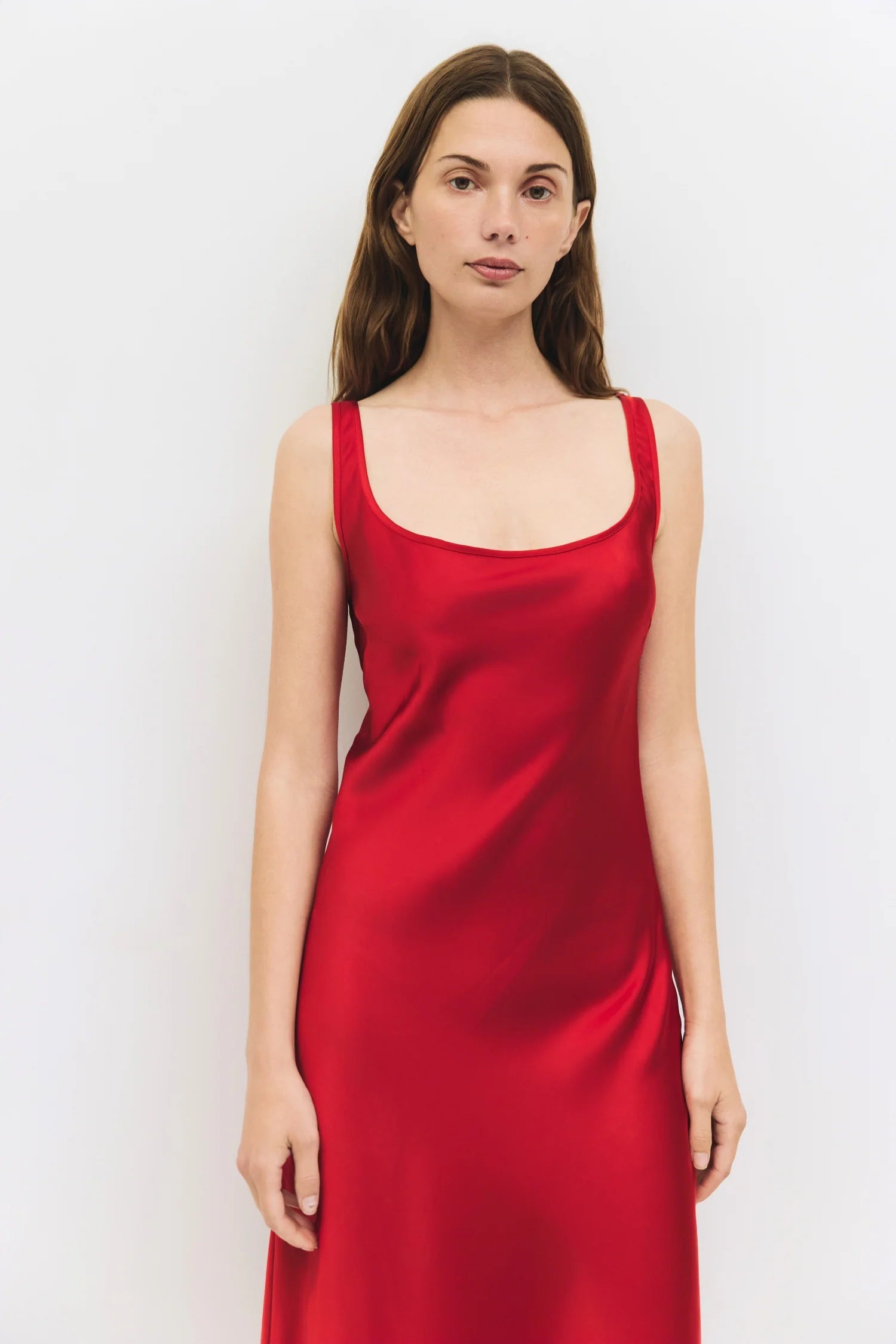 Effortless Crimson Slip Dress
