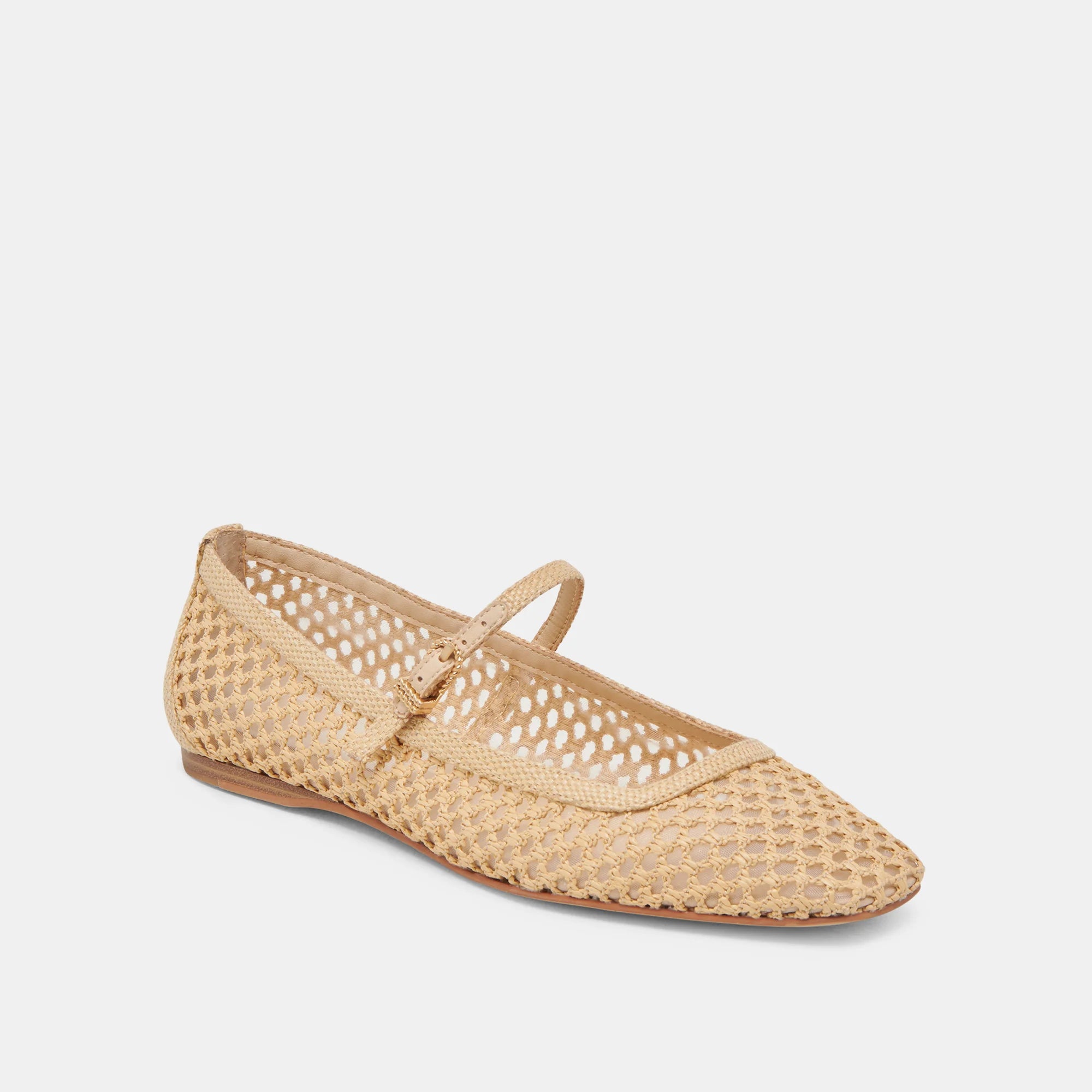 Reyes Ballet Flats in Light Natural Woven Raffia