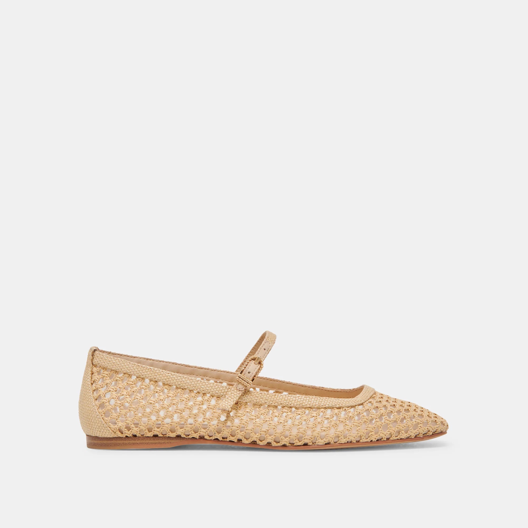 Reyes Ballet Flats in Light Natural Woven Raffia
