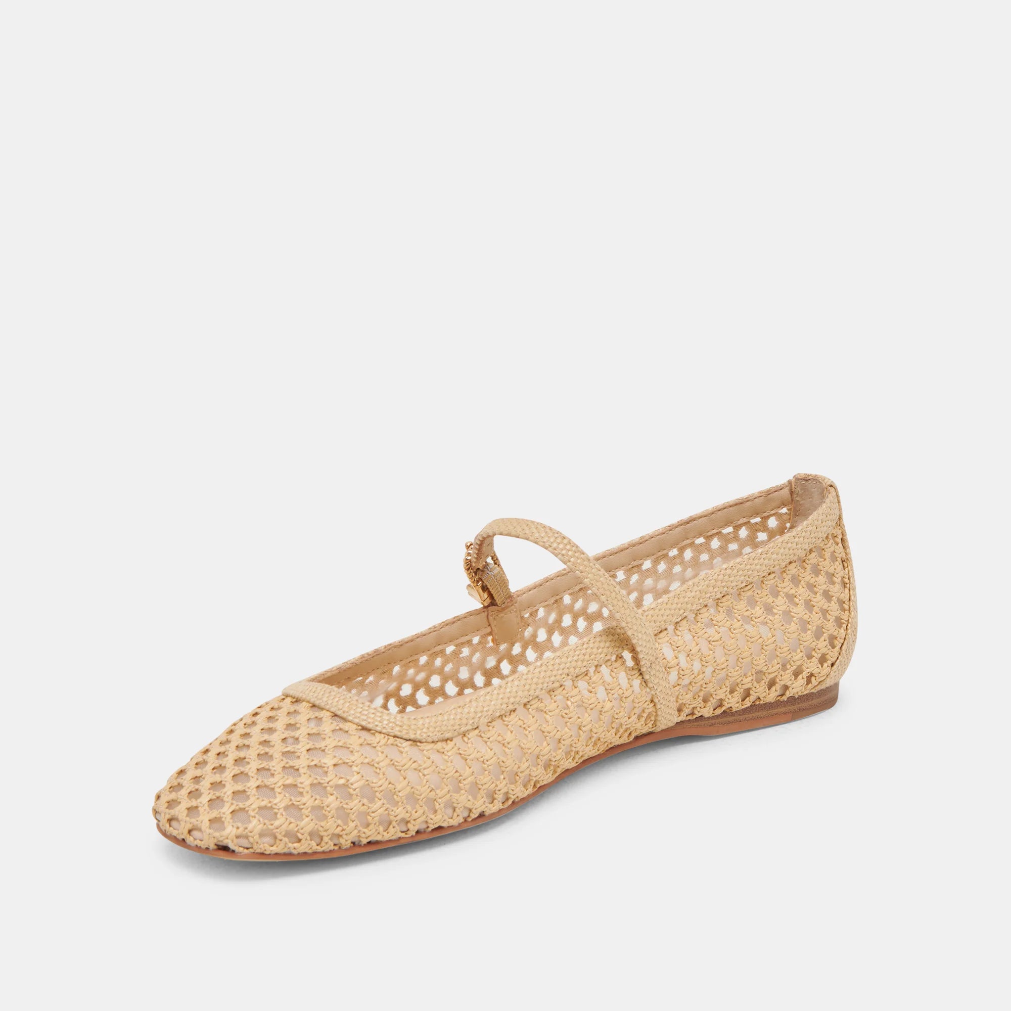 Reyes Ballet Flats in Light Natural Woven Raffia