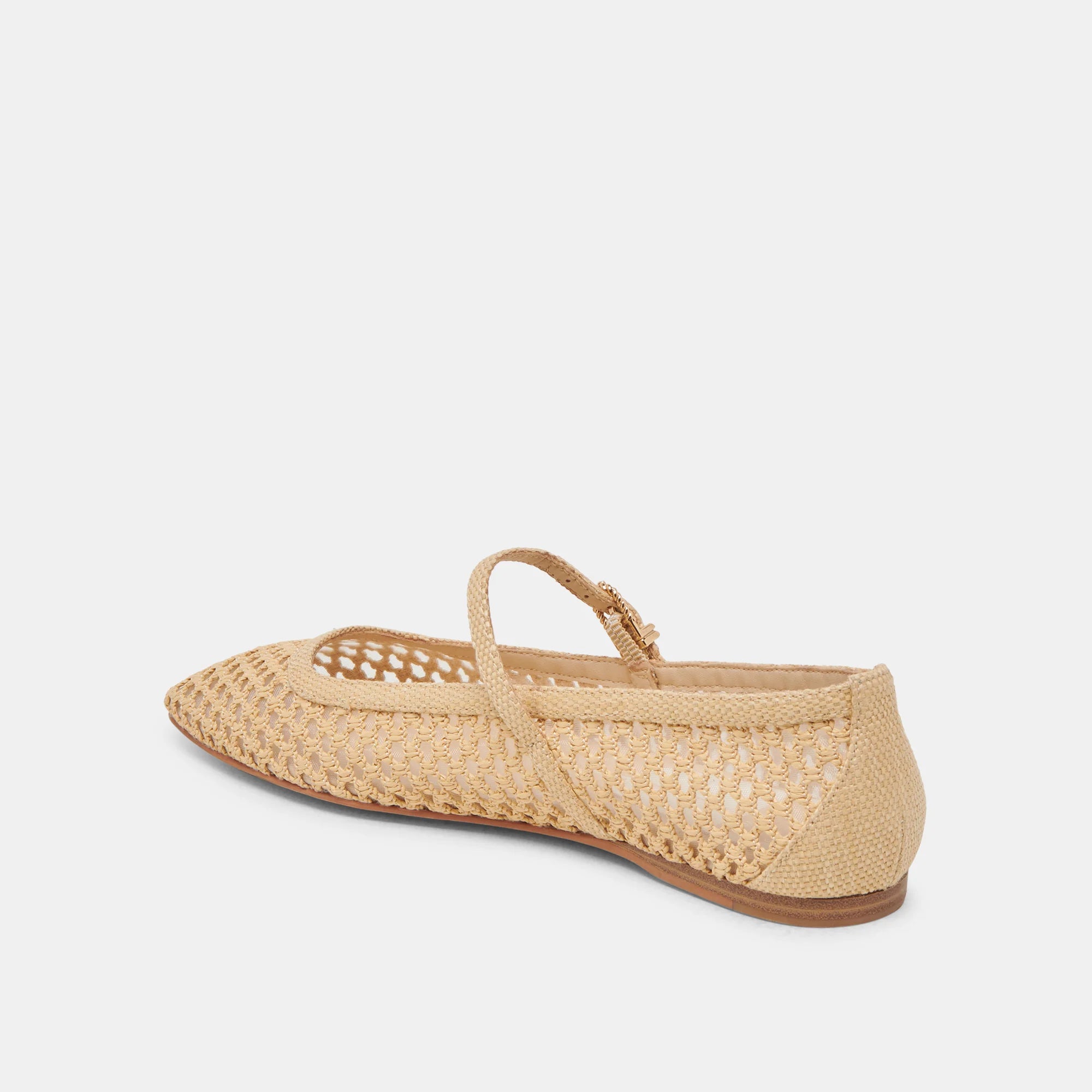 Reyes Ballet Flats in Light Natural Woven Raffia