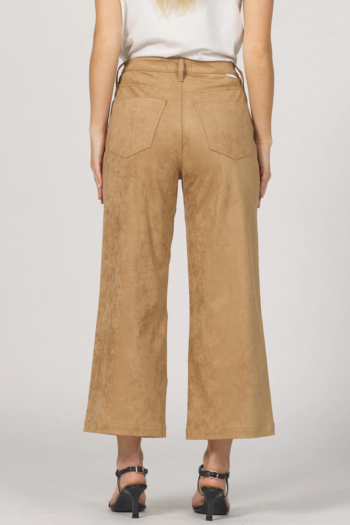 "Audrey" Toffee Suede Cropped Pant