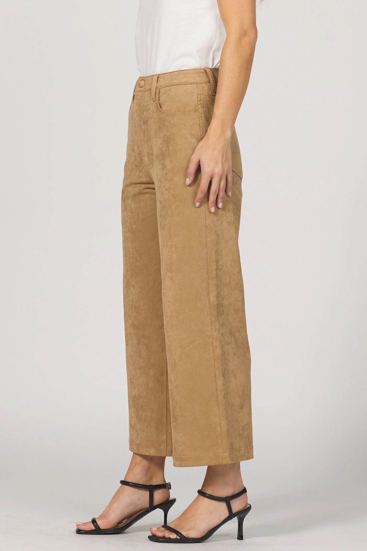 "Audrey" Toffee Suede Cropped Pant