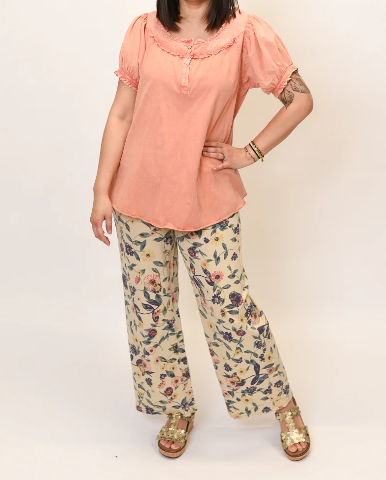 Ruffled Mineral Washed Top