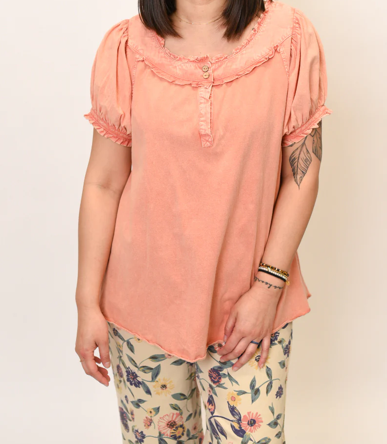 Ruffled Mineral Washed Top