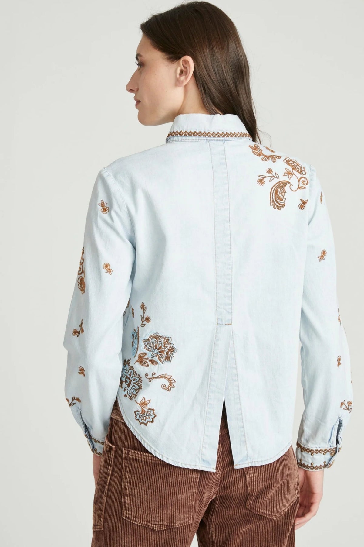 Paisley Embroidered Denim Shirt