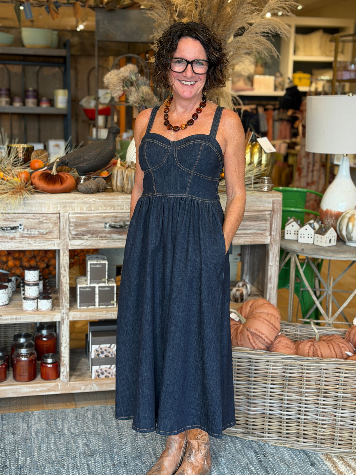 Dark Denim Midi Dress