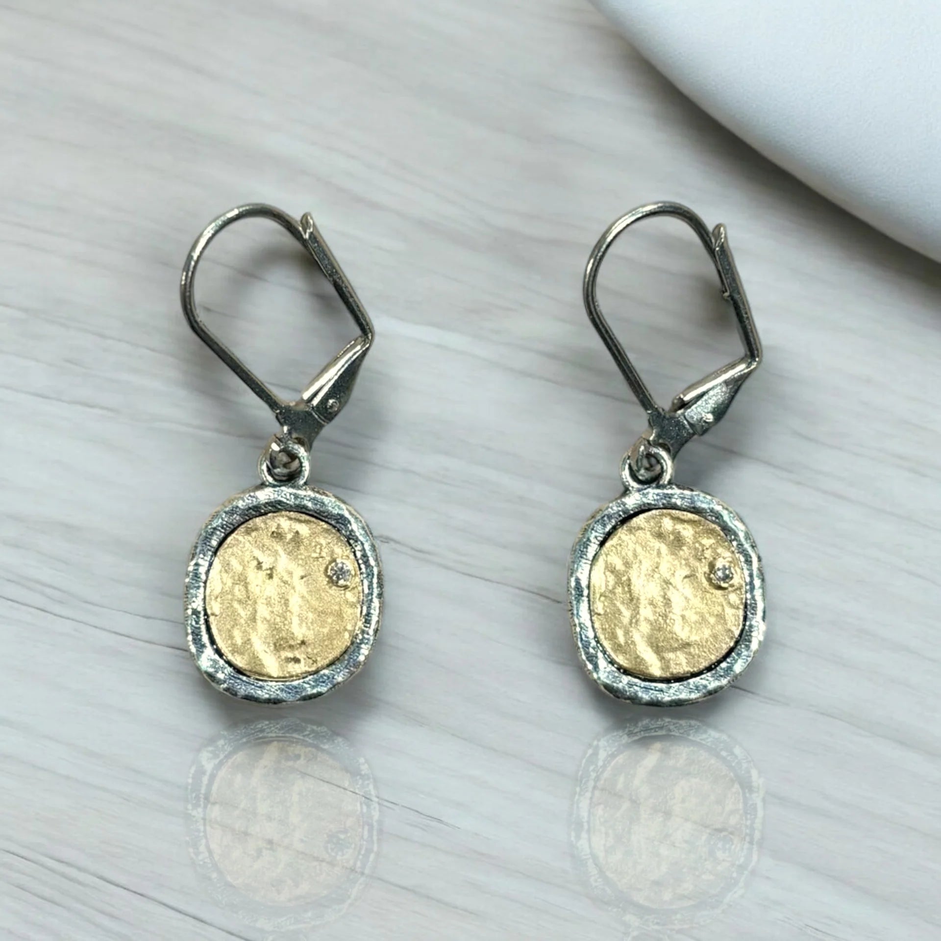 Vintage Silver Pavia Coin and Frame Dangle Earrings