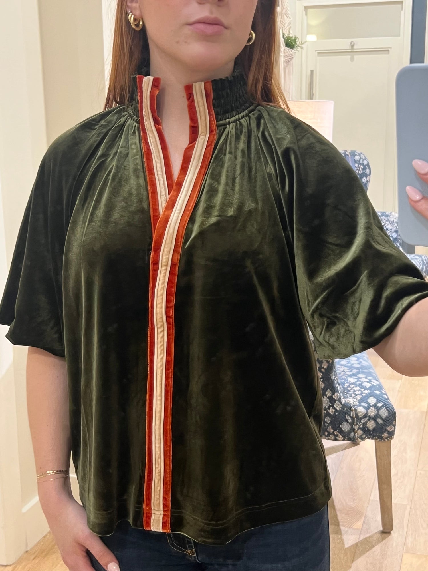 Puff Sleeve Velvet Top