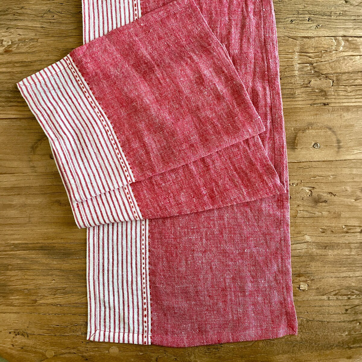 Linen Kitchen Table Runner Red
