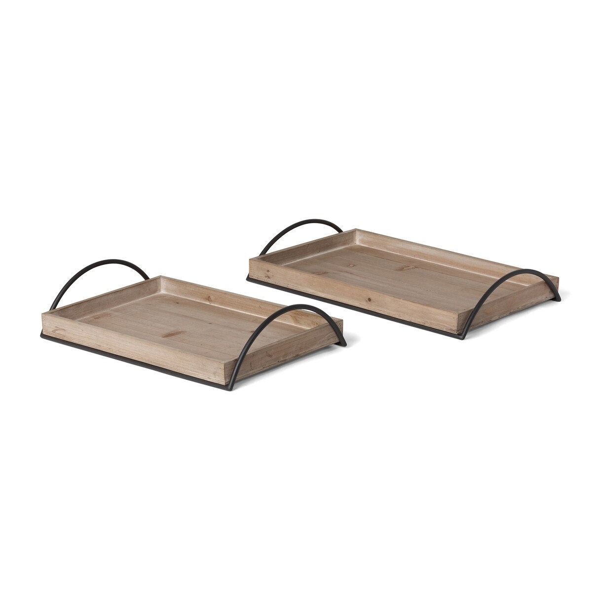 Wood Trays with Iron Handle