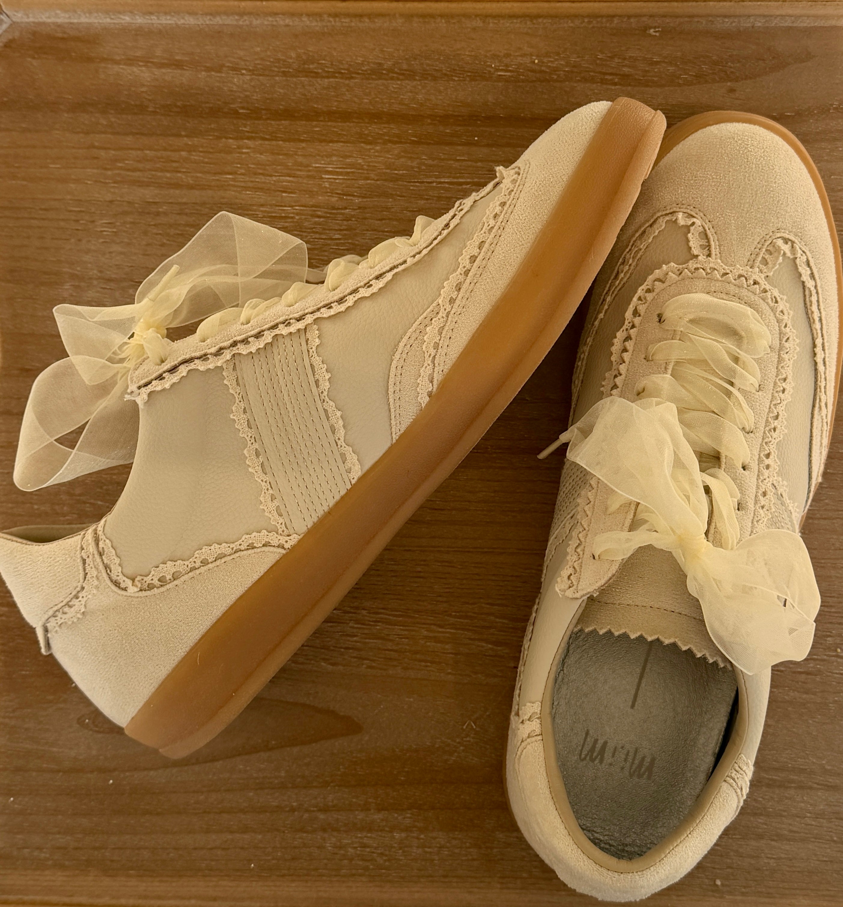 Lace & Pearl Detail Sneakers