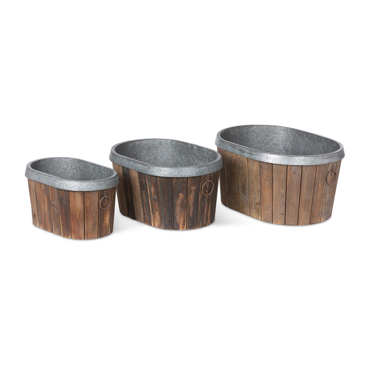 Galvanized Wooden Oval Tubs