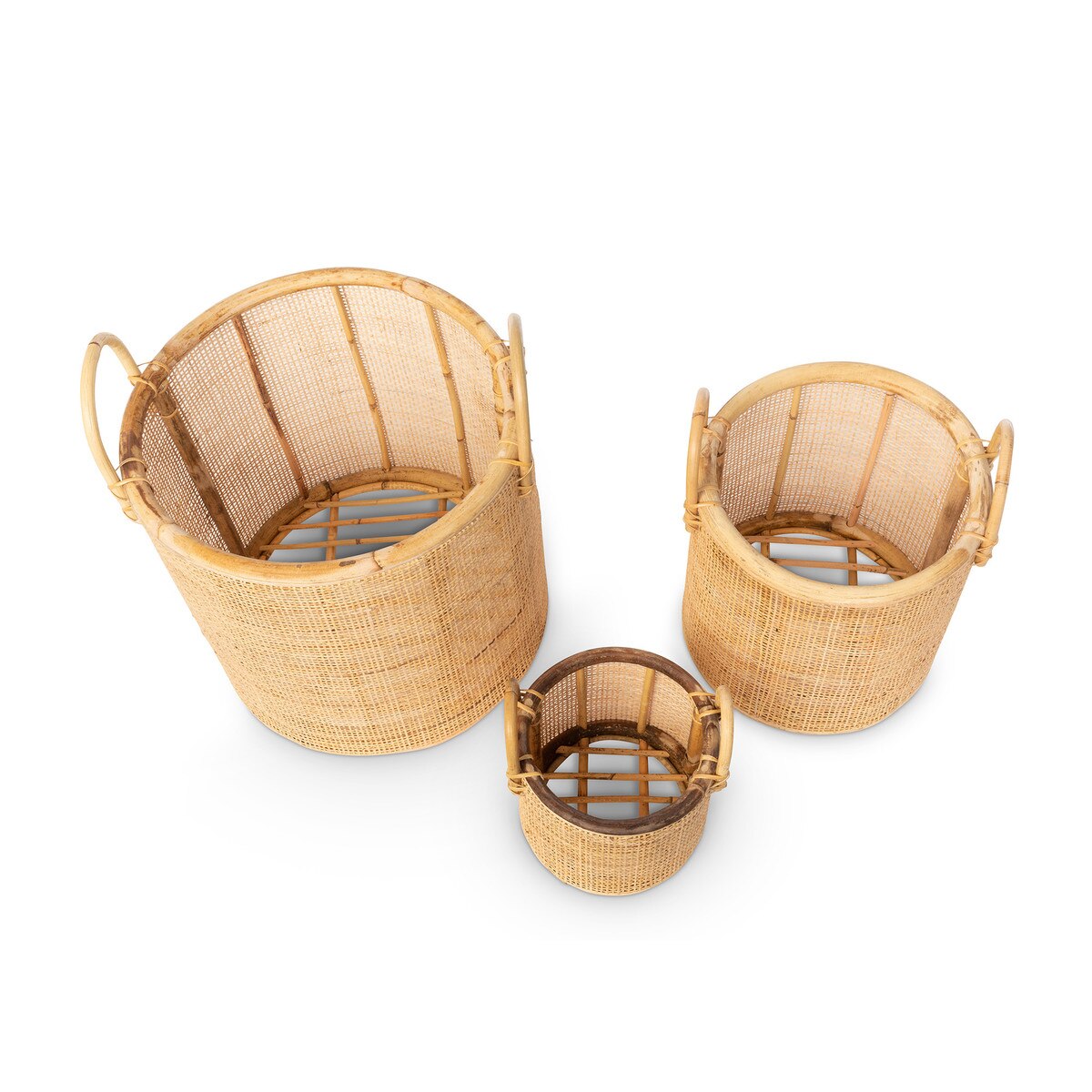 Woven Rattan Basket with Handles