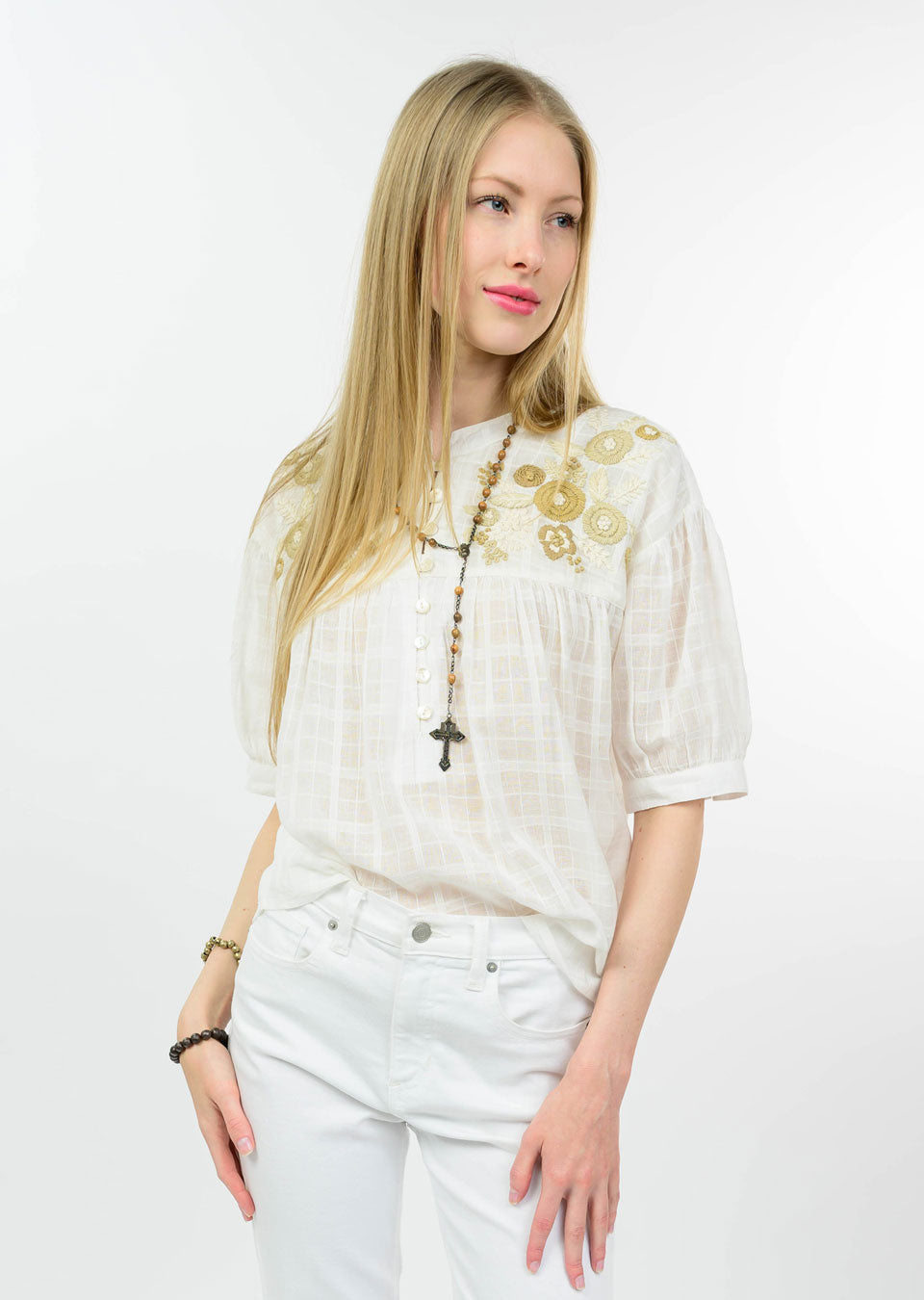 Delicate Floral Embroidered Blouse