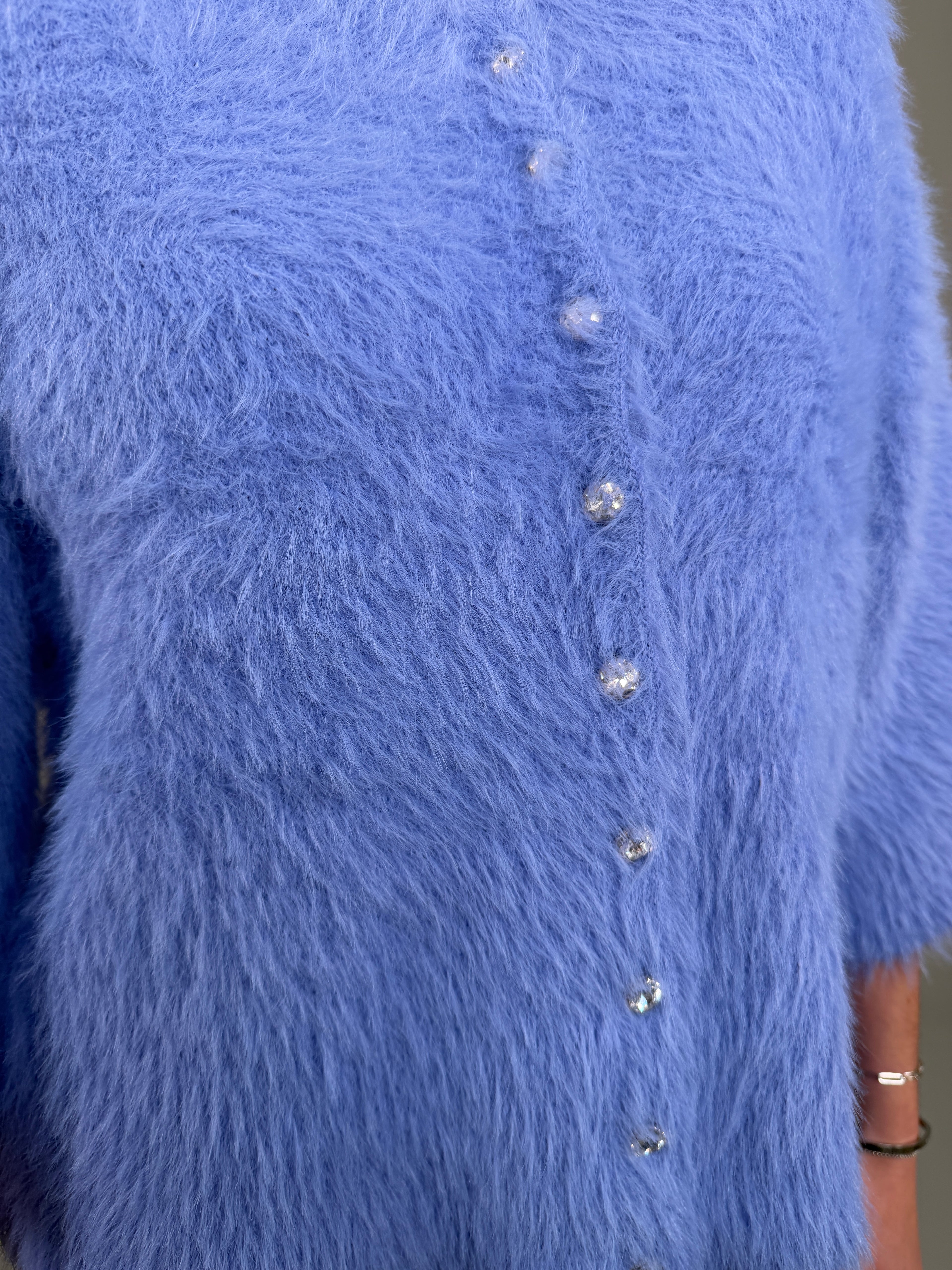 Fuzzy Statement Knit Short-Sleeve Cardigan