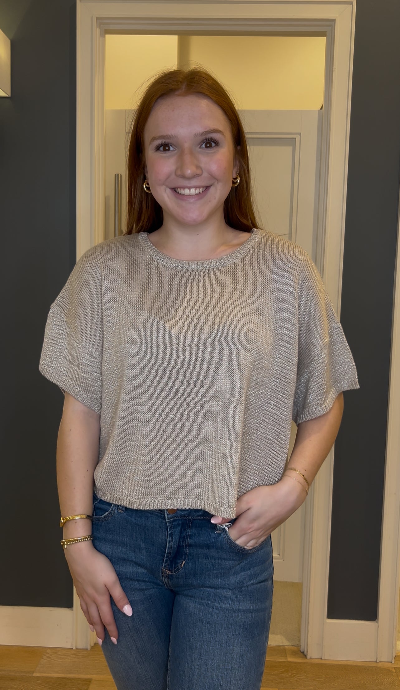 3/4 Sleeve Sparkle Sweater