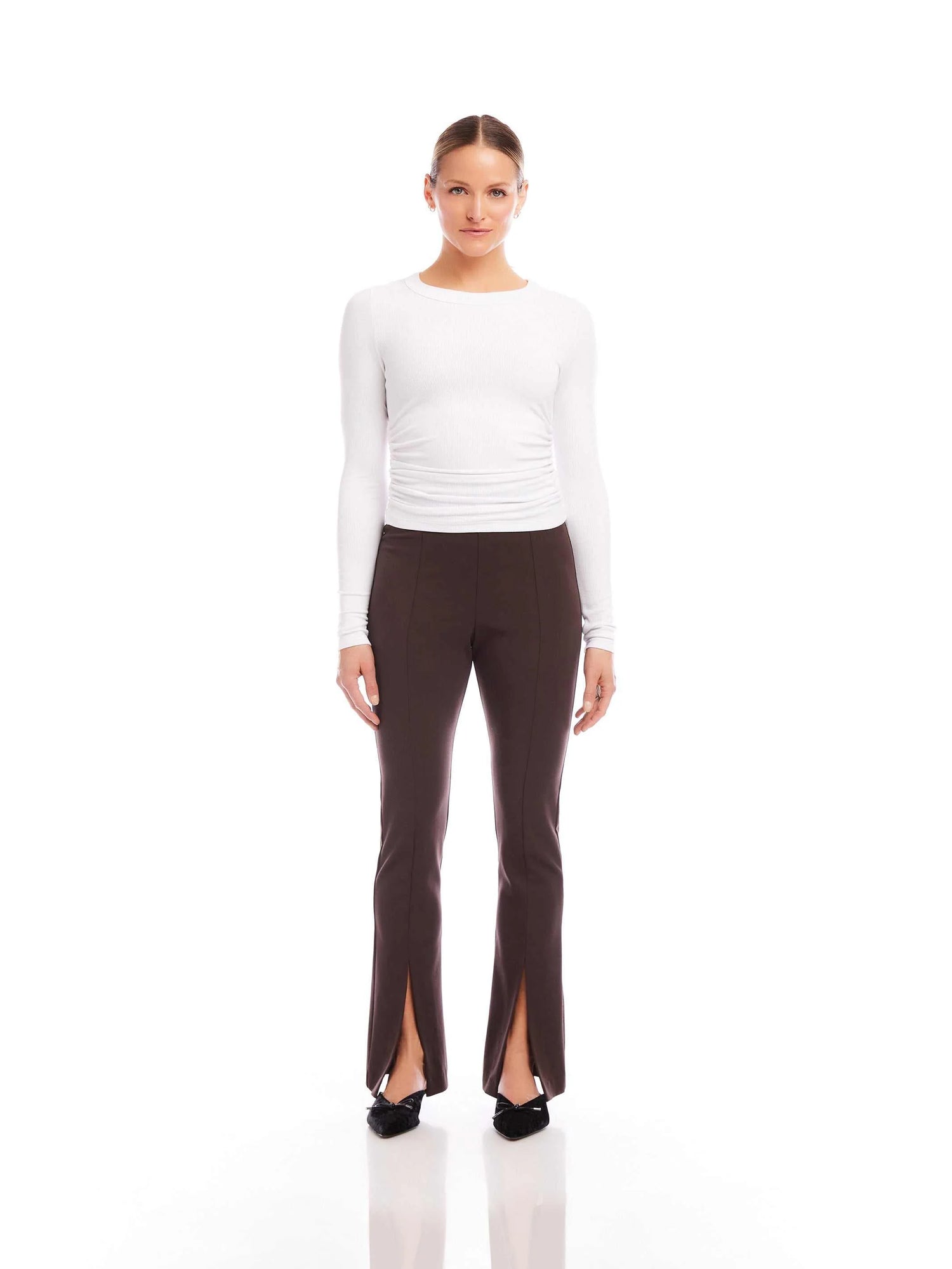Side-Shirred Long Sleeve Top