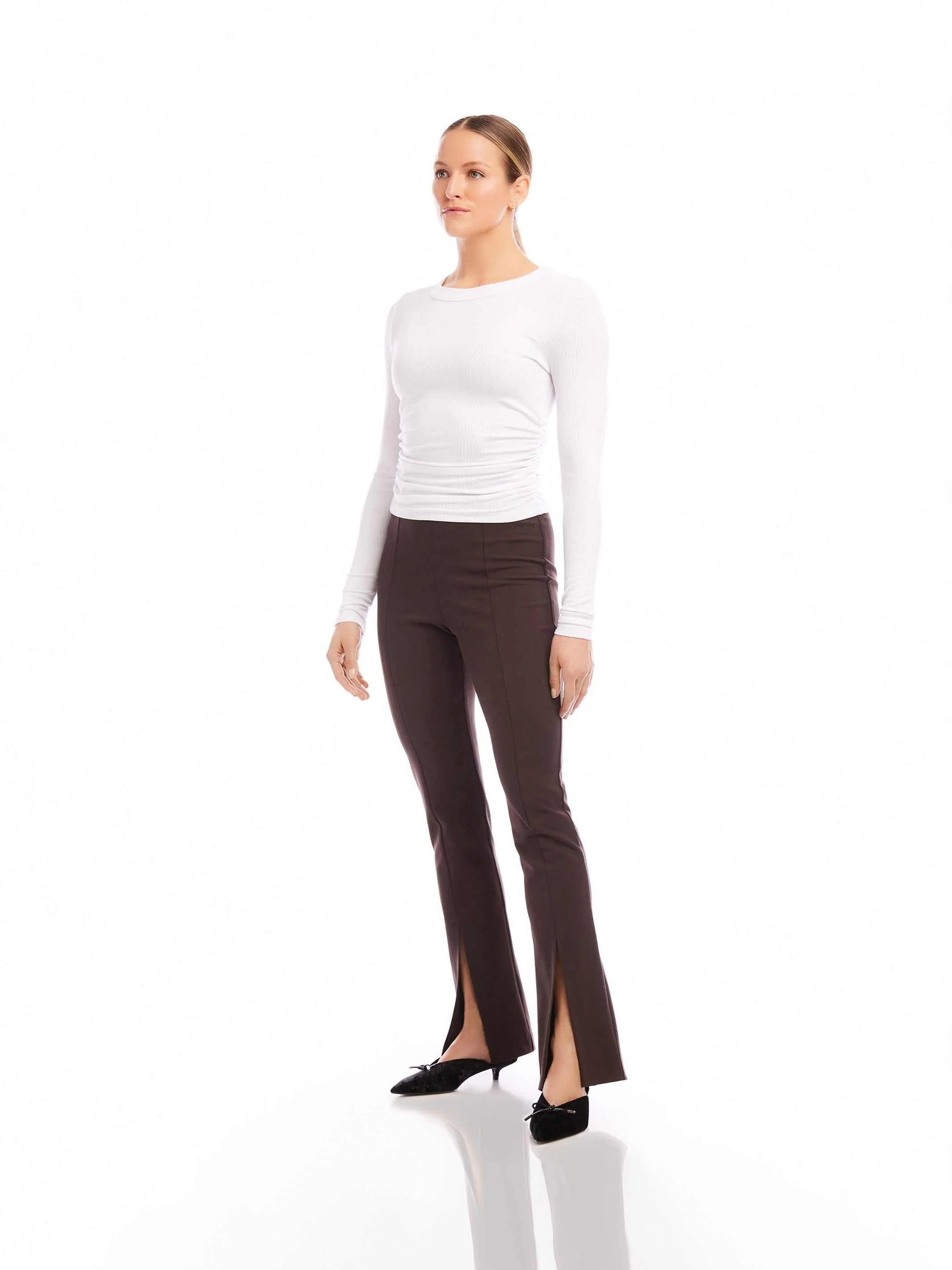 Side-Shirred Long Sleeve Top