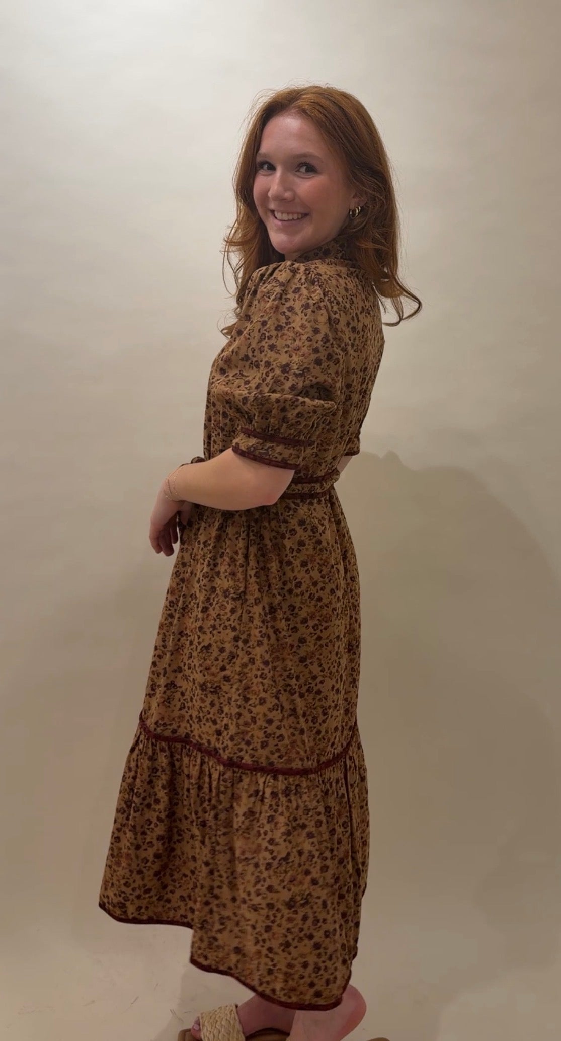 Autumn Floral Midi Dress