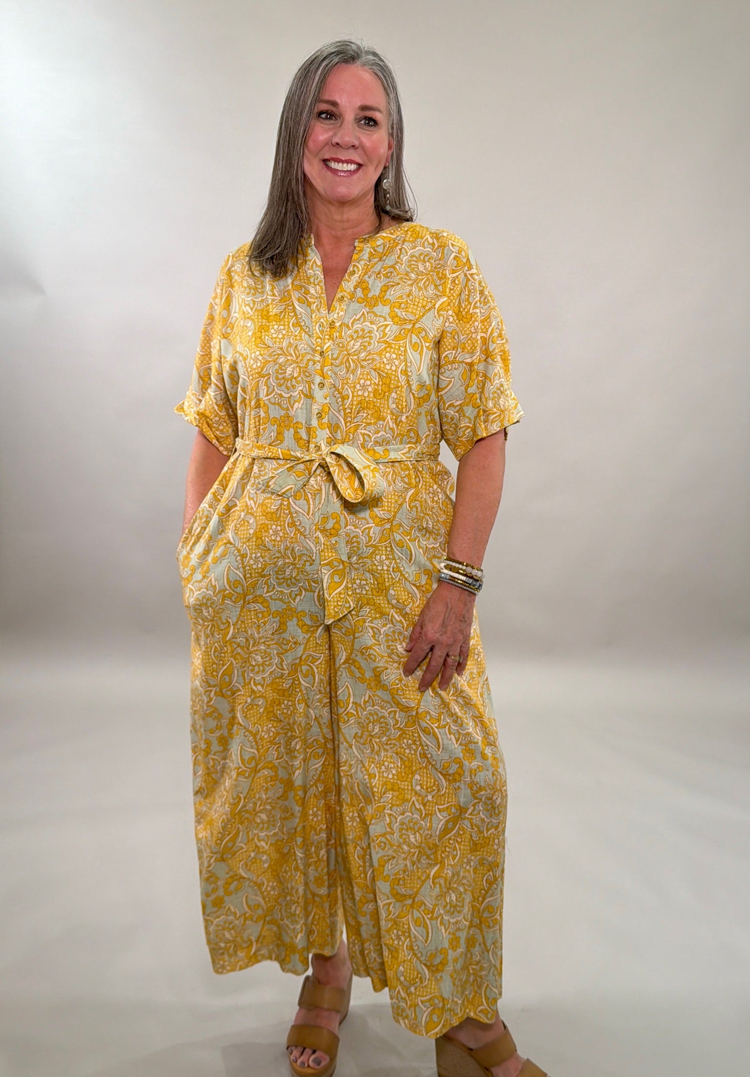 Tuck Sleeve Garden Jumpsuit