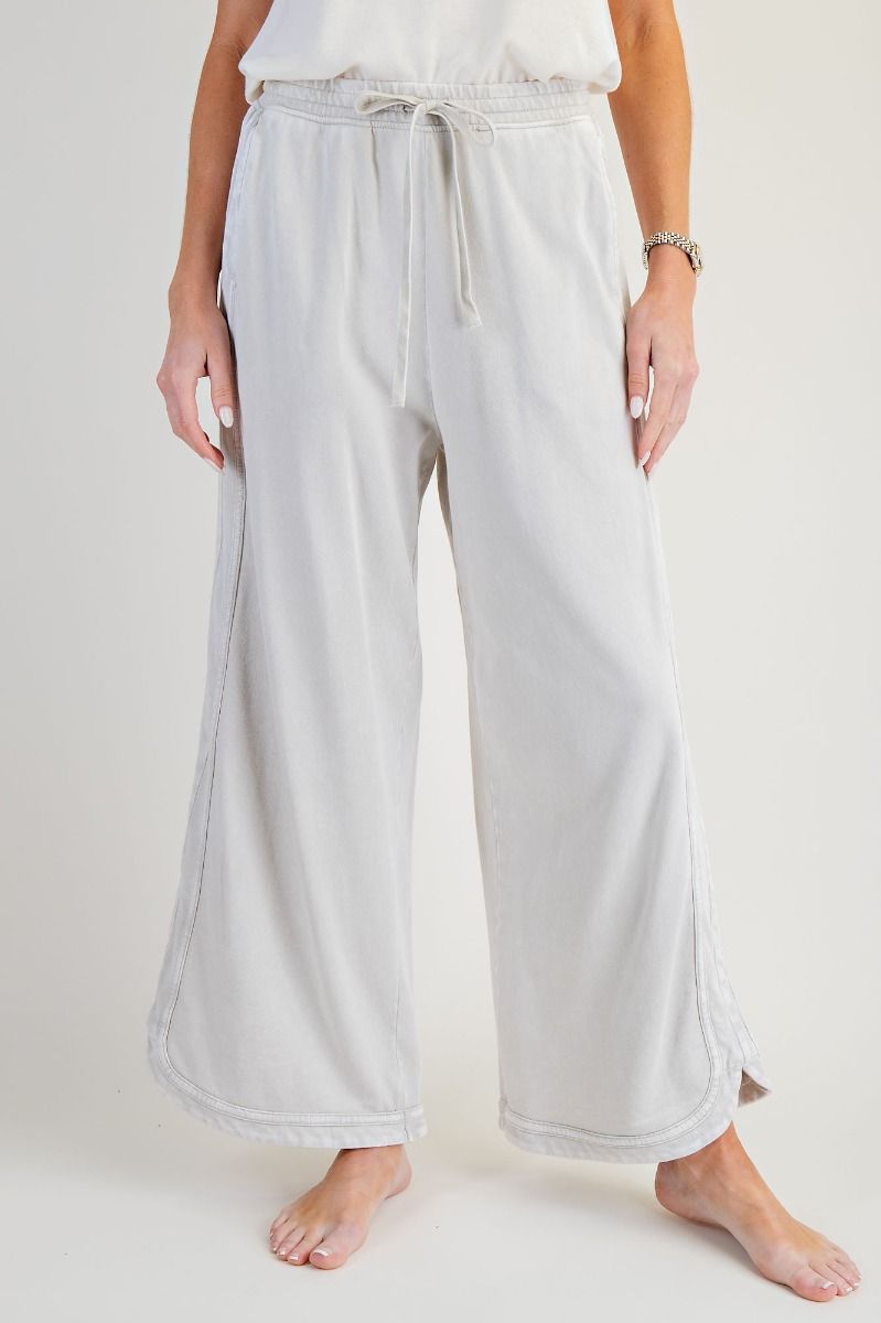 Mineral Washed Terry Ecru Knit Pants