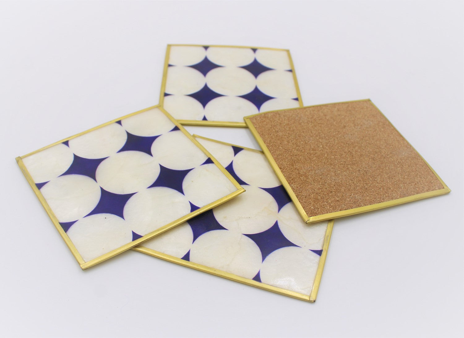 Capiz Coasters with Gold Metal – set of four