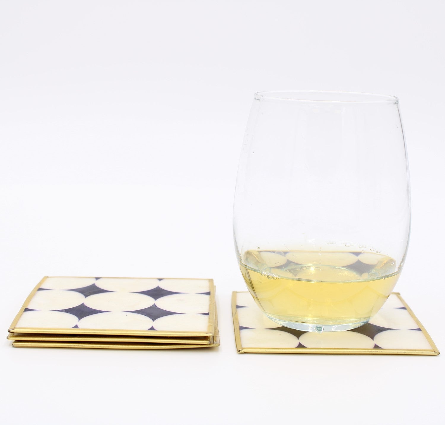 Capiz Coasters with Gold Metal – set of four
