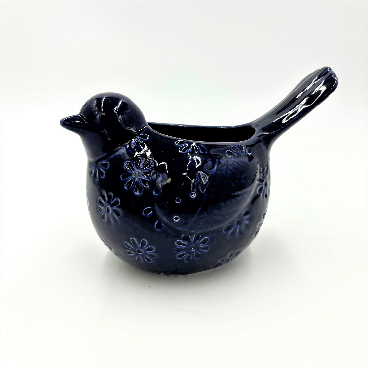 6x4x5" Dolomite Bird Pot with Debossed Pat