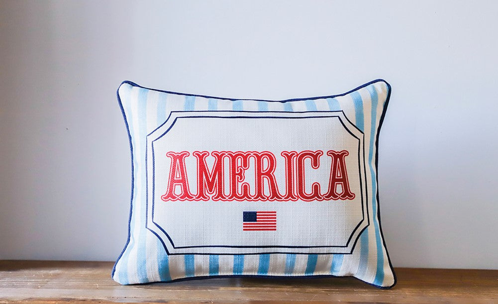 French Stripe America Pillow
