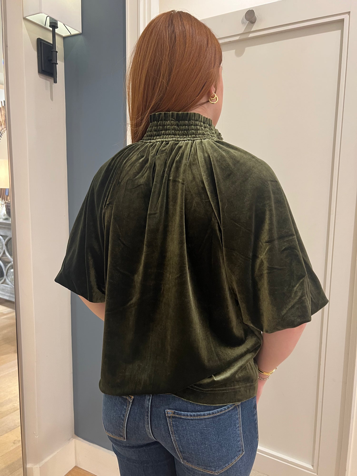 Puff Sleeve Velvet Top