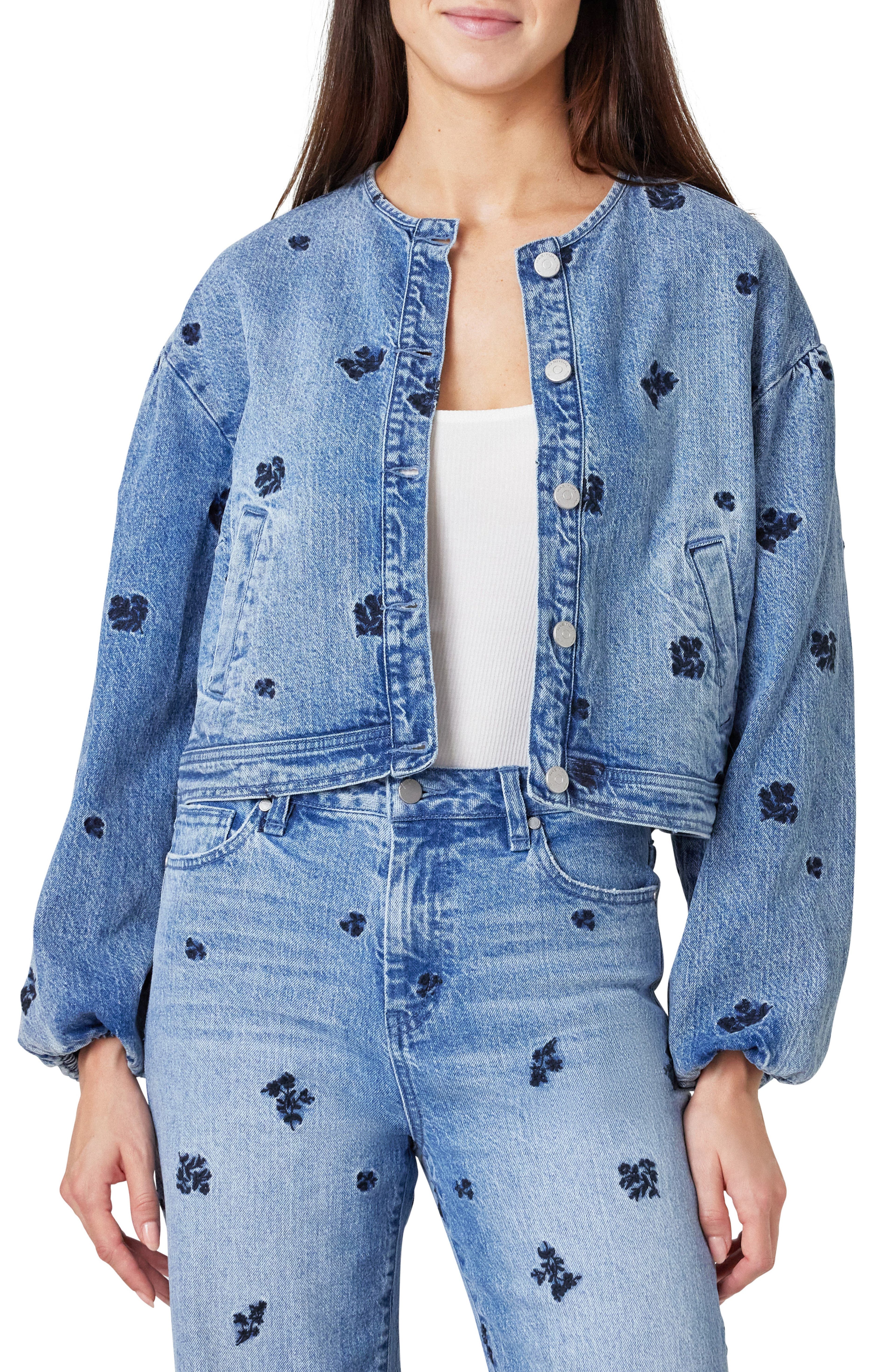Collarless Embroidery Jacket