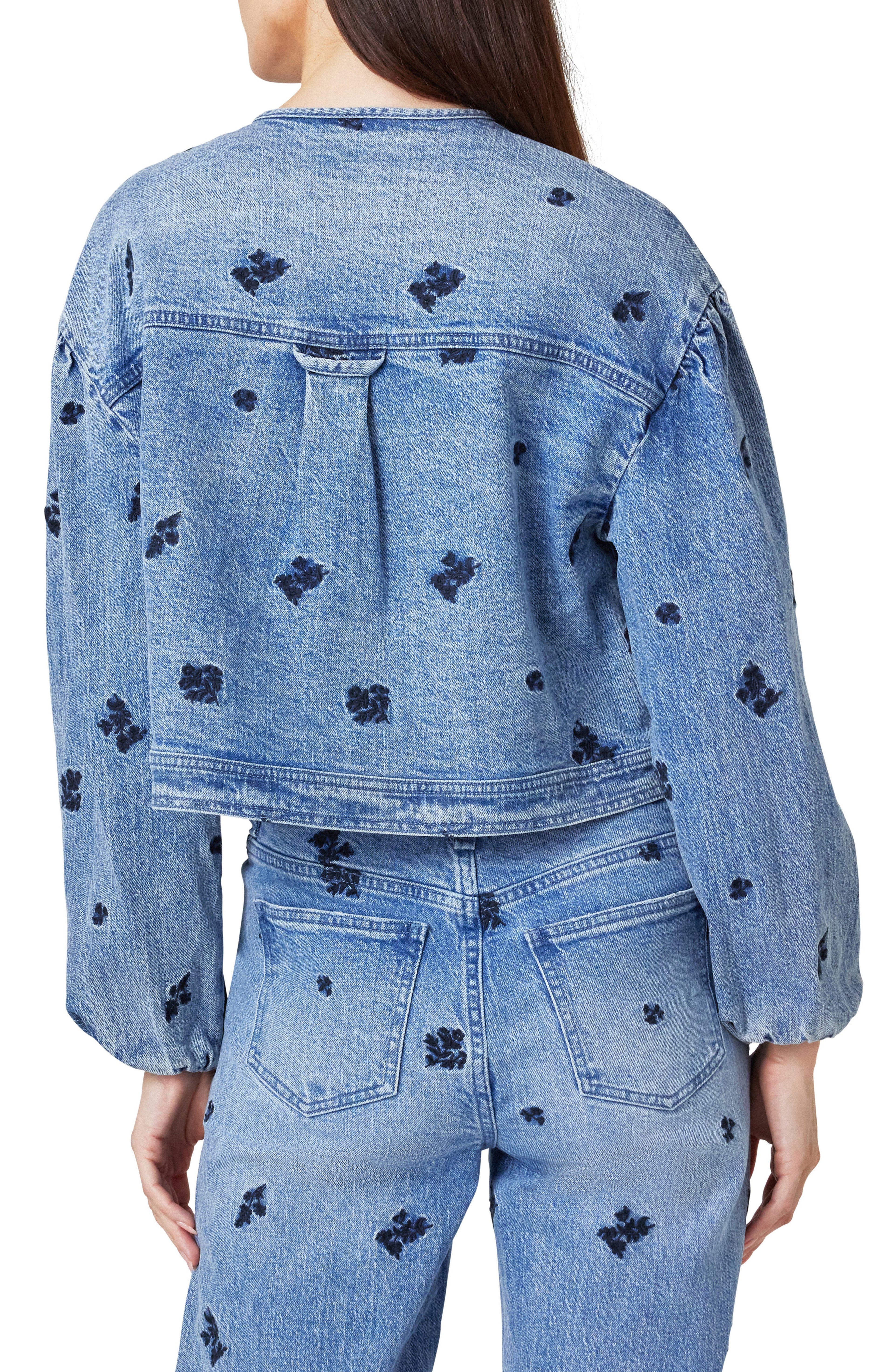 Collarless Embroidery Jacket