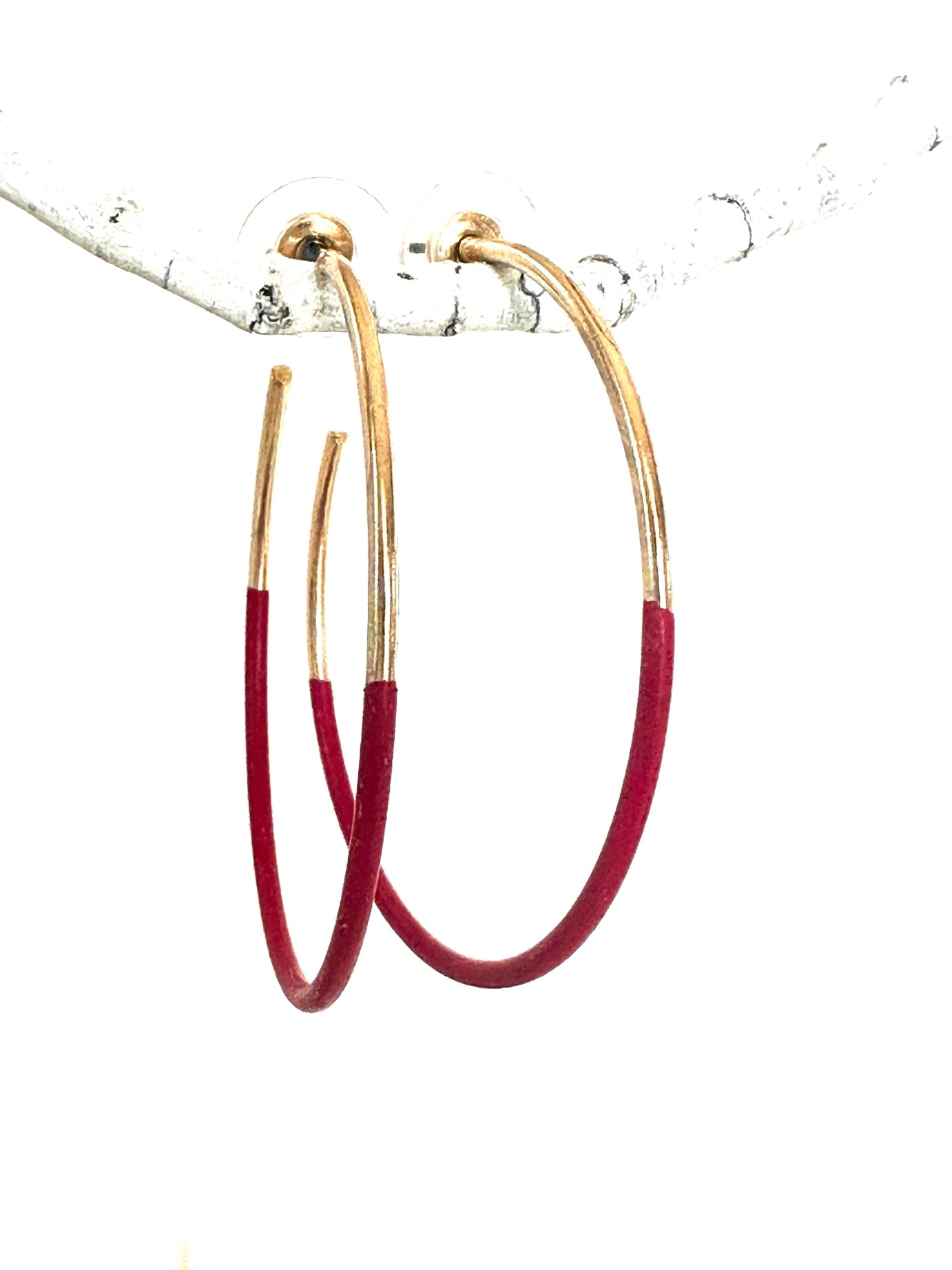 Red Leather Hoops