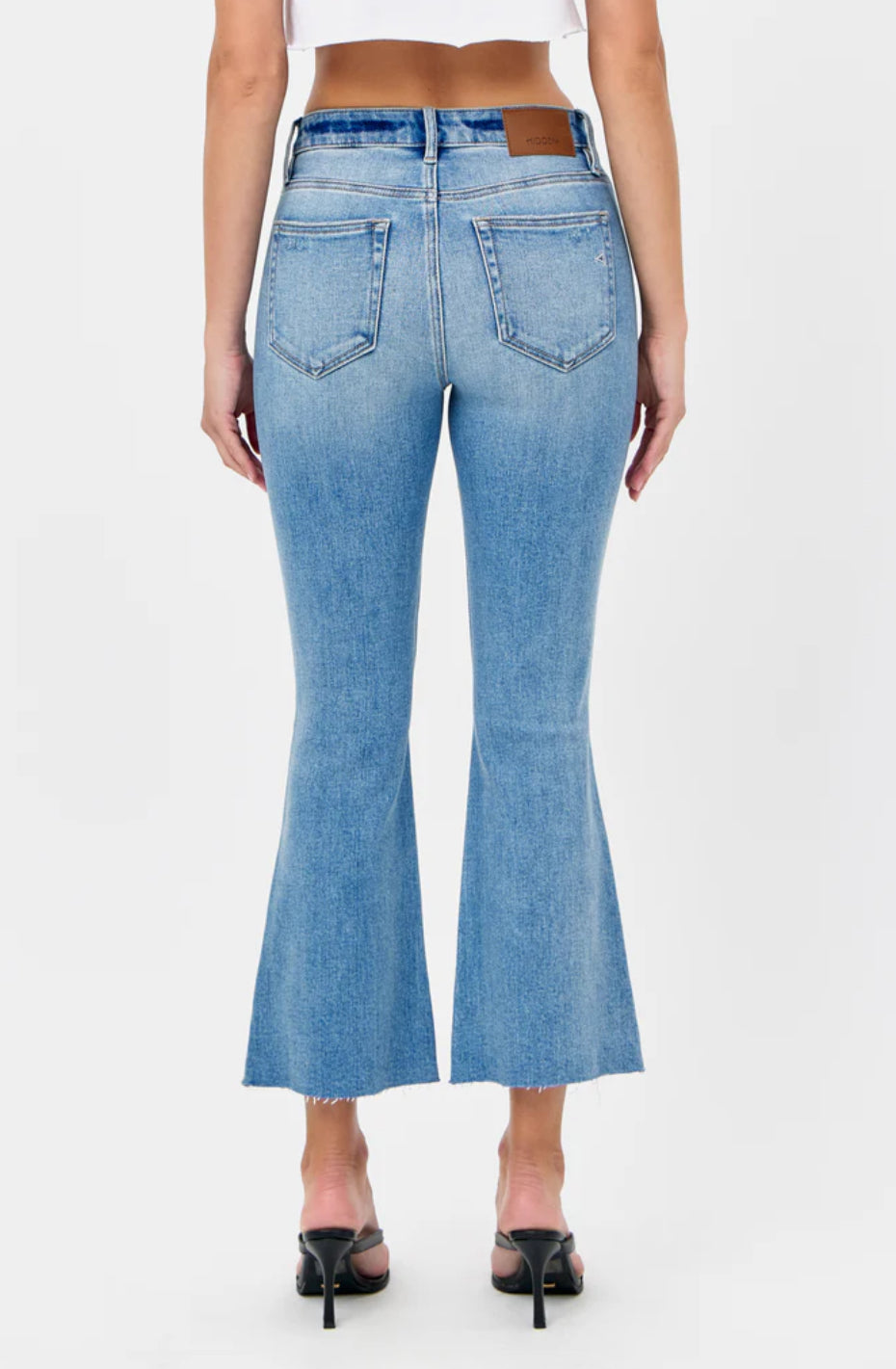 HAPPI Medium Light Distressed Cropped Flare