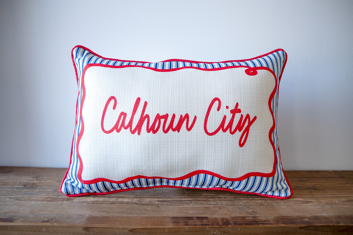 Swirly Oxford Ticking Pillow